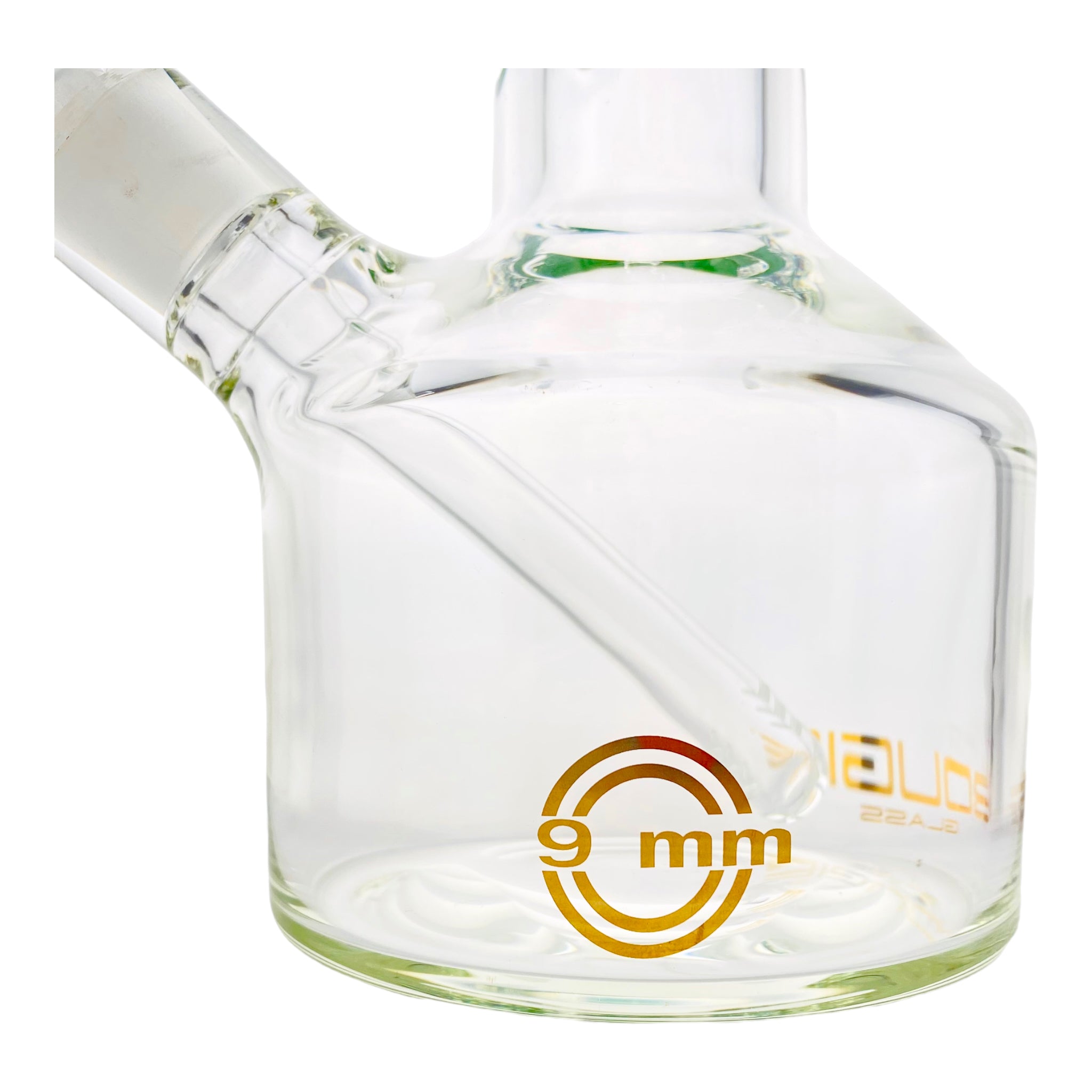 Bougie Glass - 9mm Thick Straight Cylinder Beaker Bong - Green Mouthpiece
