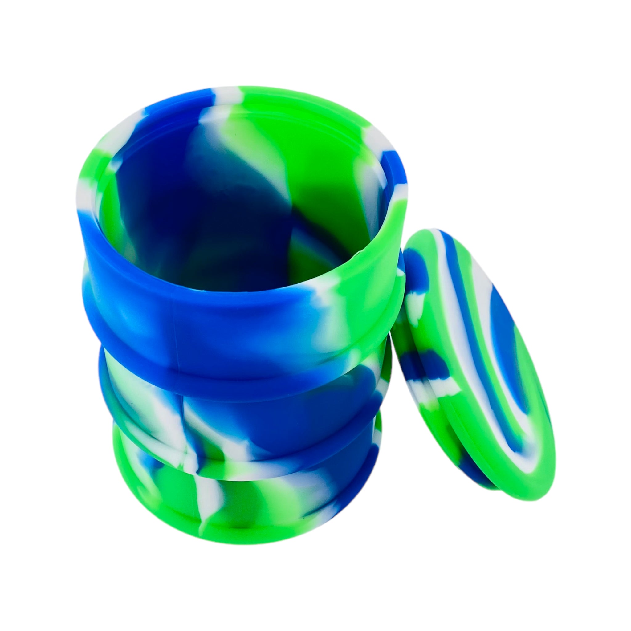 1oz XXL Silicone Jar Green, White & Blue