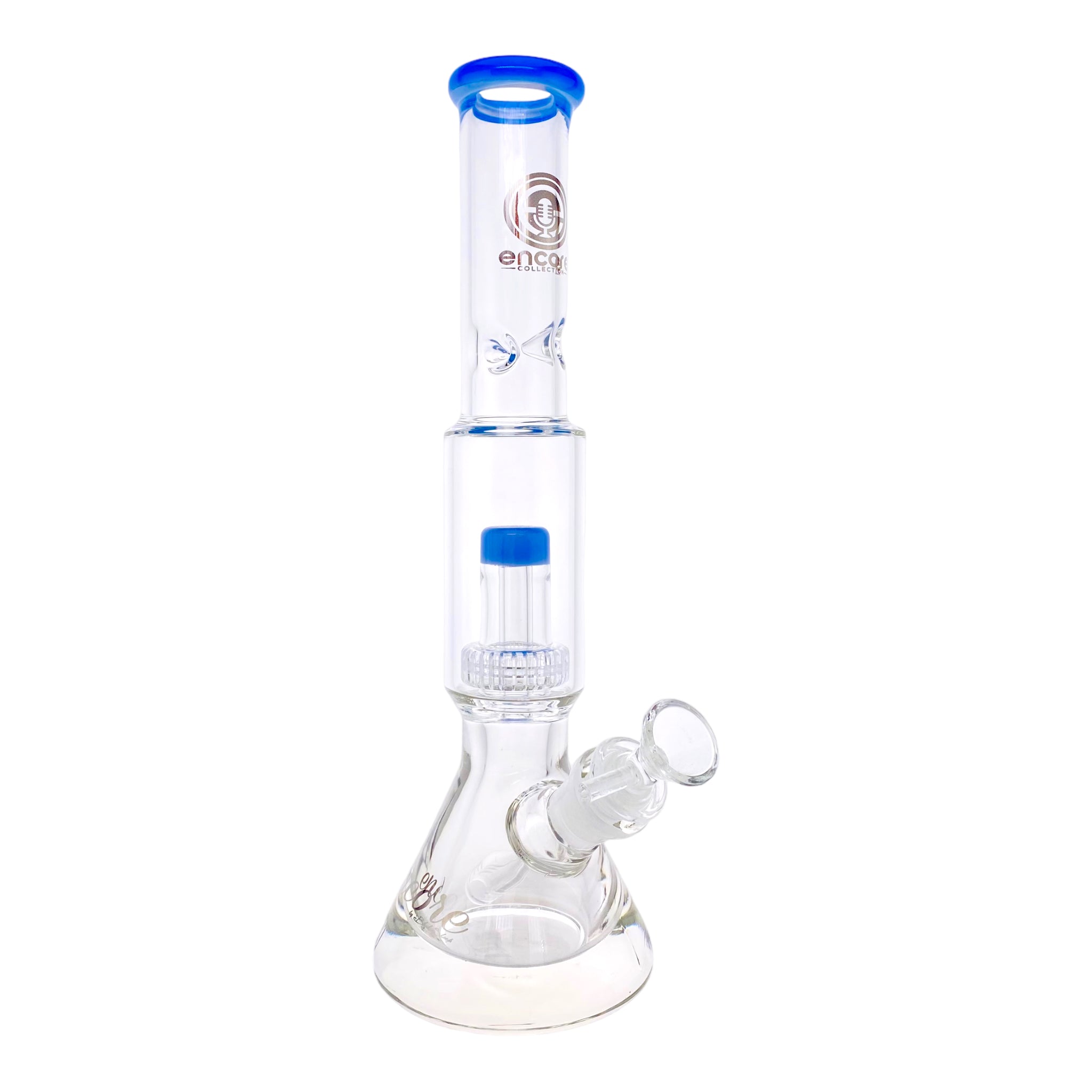 Encore Glass Beaker Base Bong With Perc & Extra Thick Base - Blue Milk