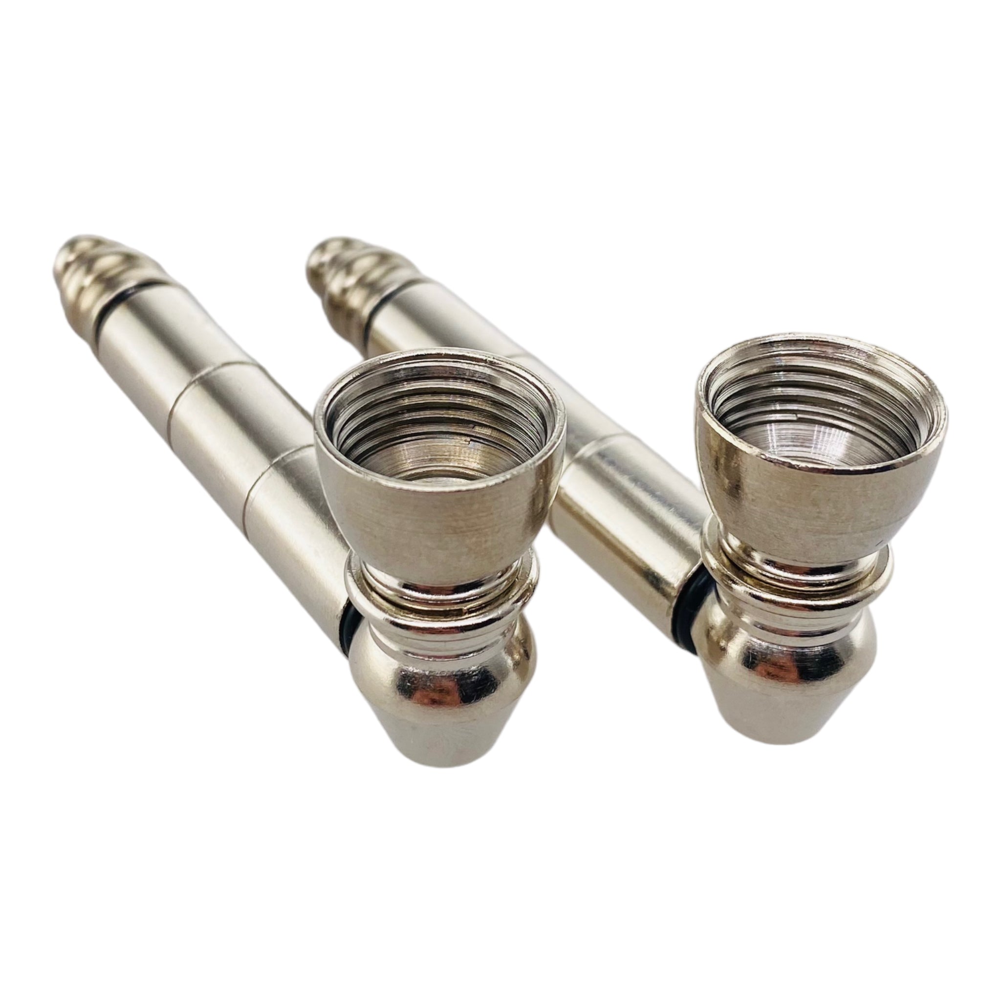 bundle of two metal smoking pipes and 10 screens