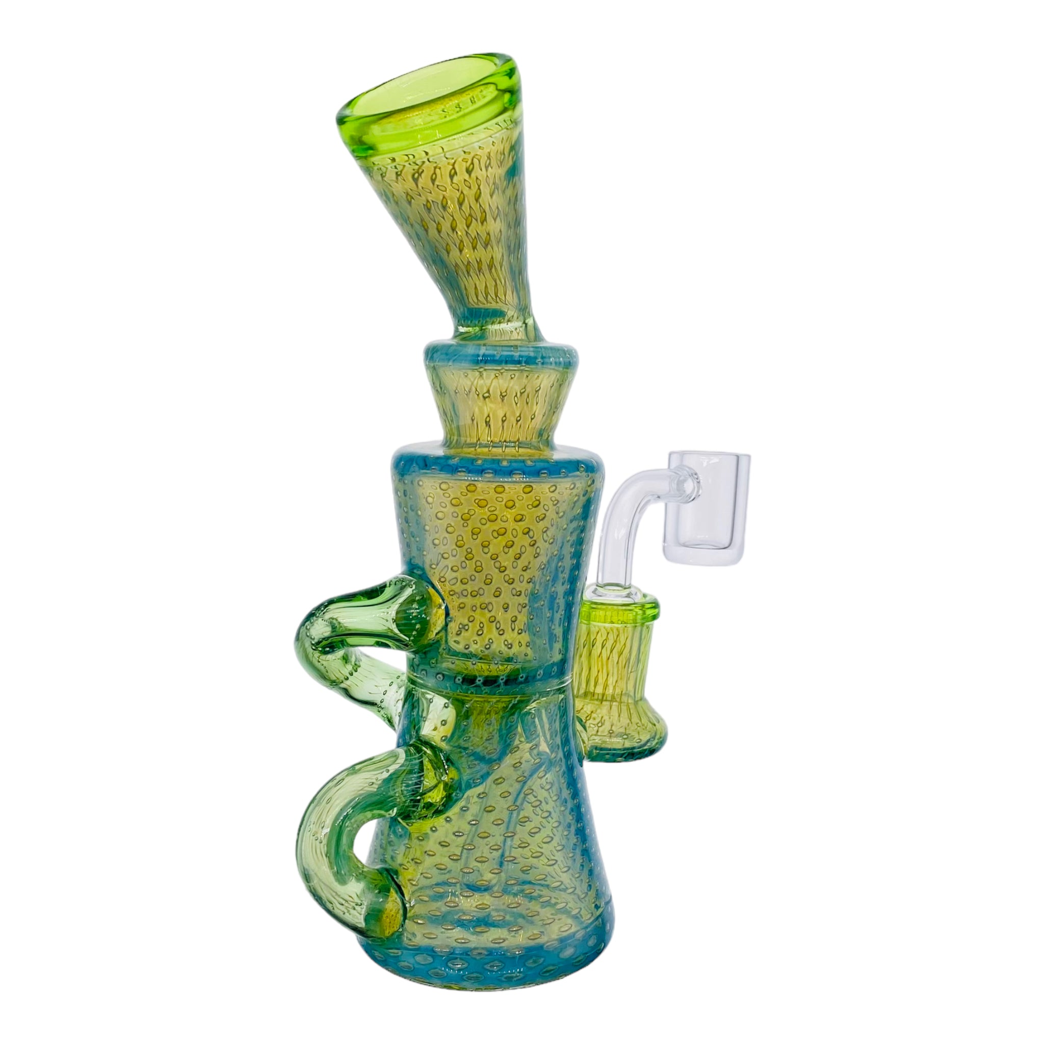 Green Recycler Dab Rig With Bubble Trap Design
