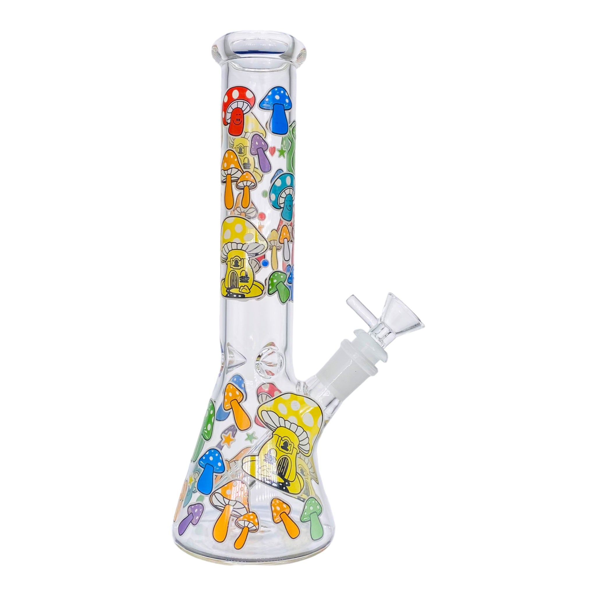 10 Inch Glass Beaker Glass Bong With Decorative Colorful Mushrooms