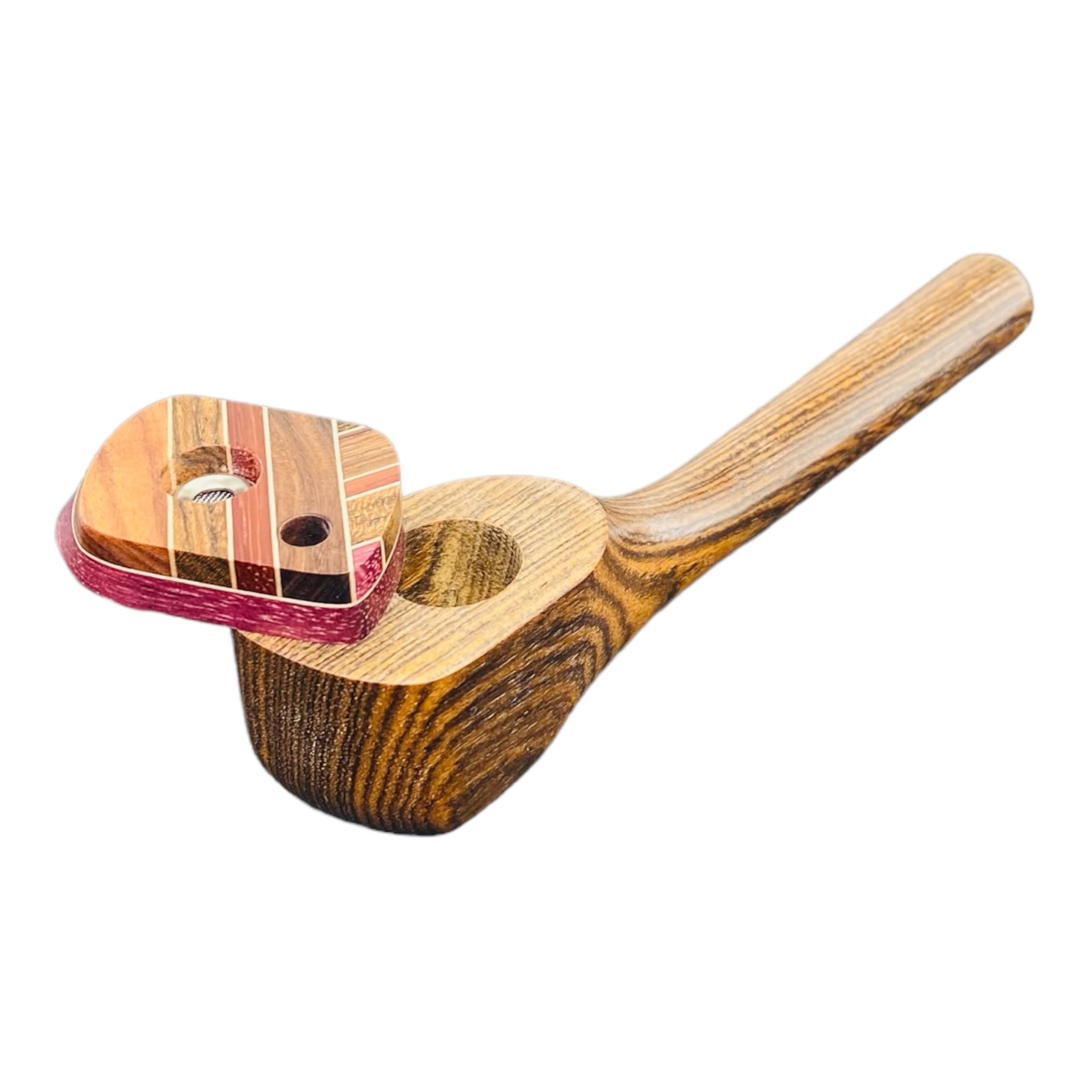 Wood Hand Pipe - Long Stem Wood Pipe With Swivel Lid With Vent