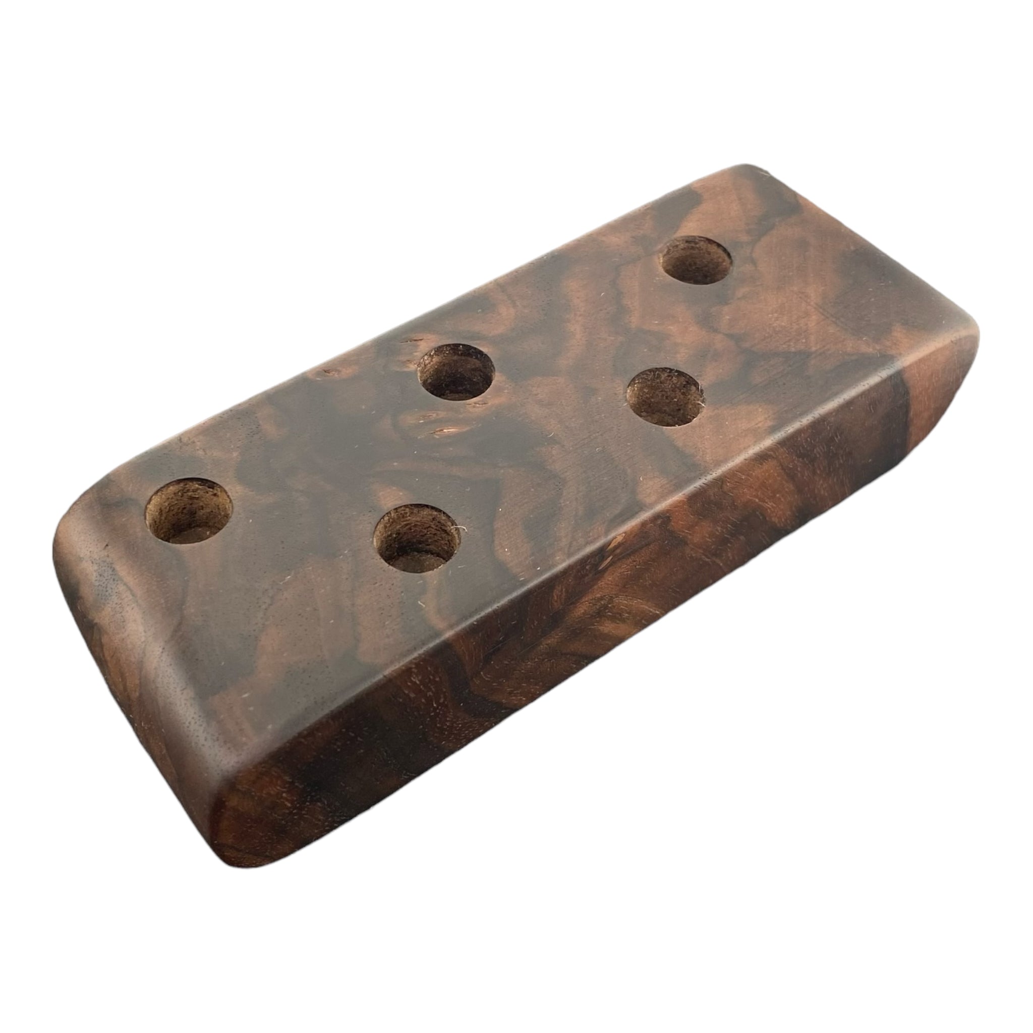 5 Hole Wood Display Stand Holder For 14mm Bong Bowl Pieces Or Quartz Bangers - Black Walnut Burl