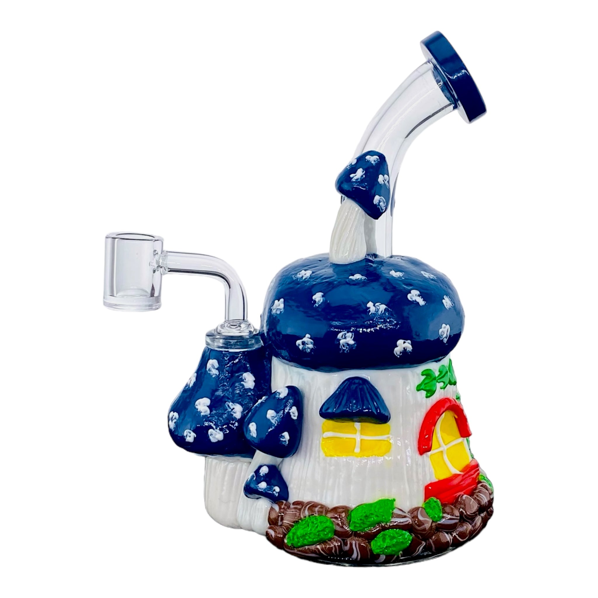 Blue And White Mushroom House Small Dab Rig
