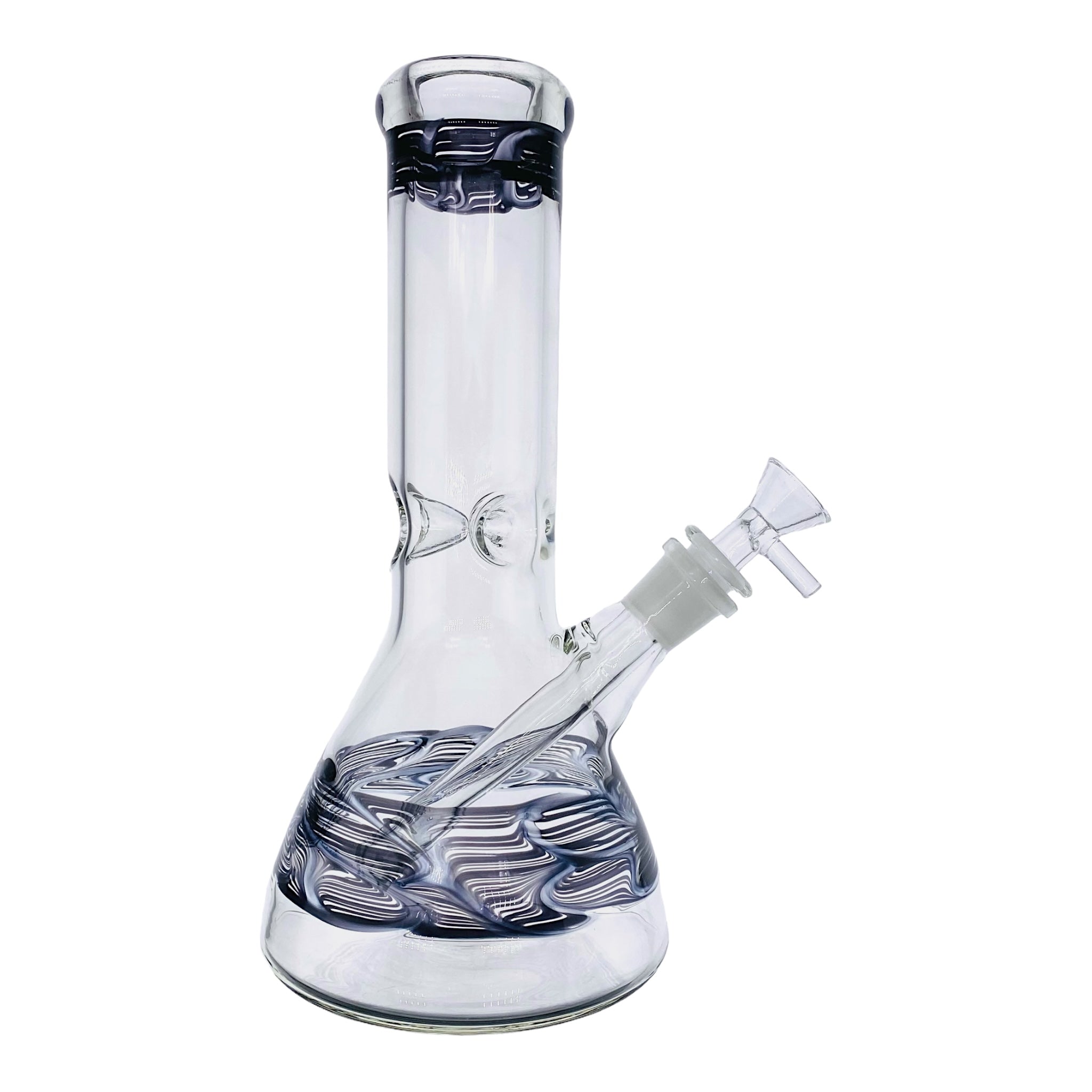 10 Inch Clear Beaker Glass Bong With Black Wrap And Rake