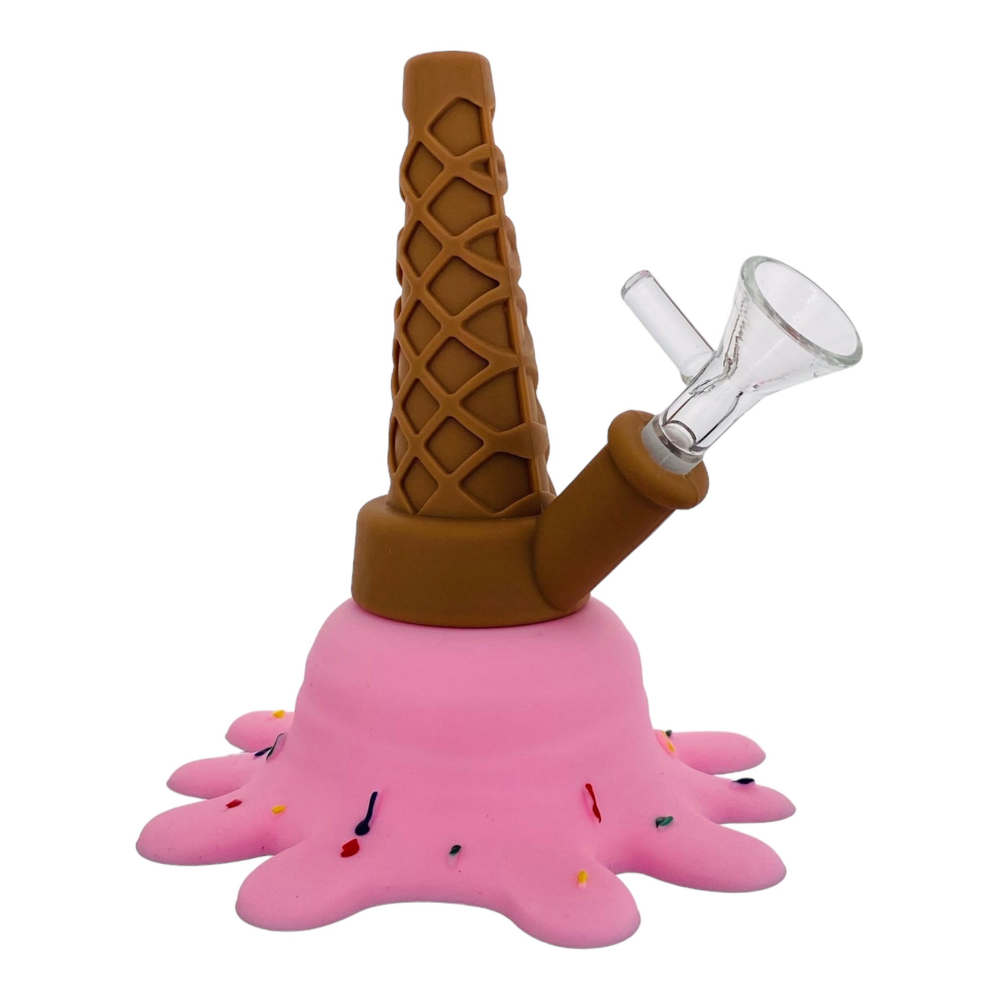 cute and girly Silicone Rubber Ice Cream Cone Bong Pink for sale