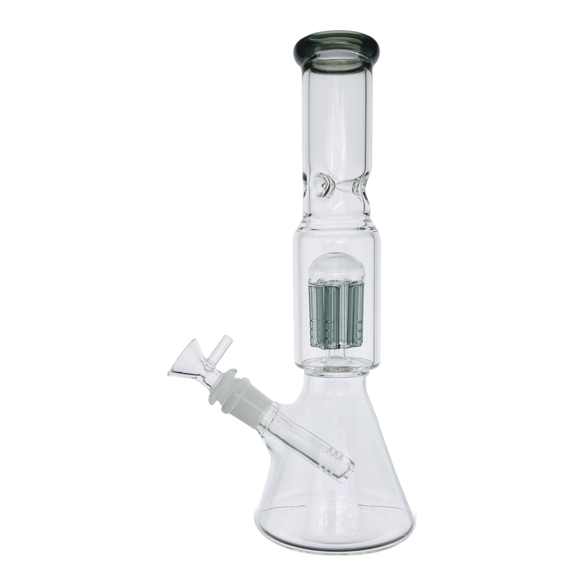 Clear Beaker Bong With Shadow Black Tree Perc And Mouthpiece