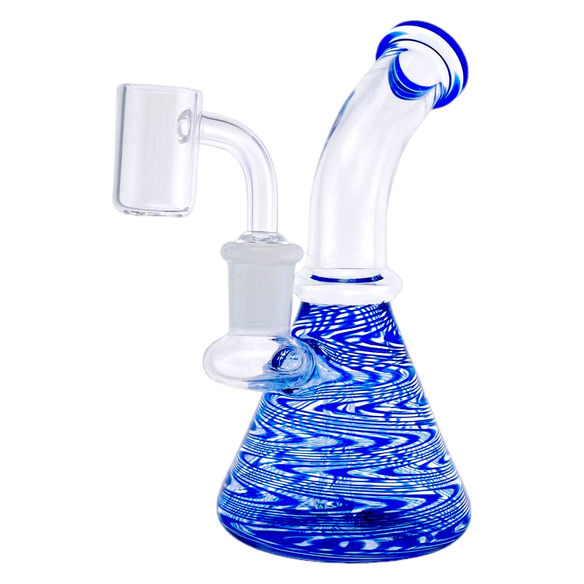 Small Beaker Base Dab Rig With Blue Wrap And Rake