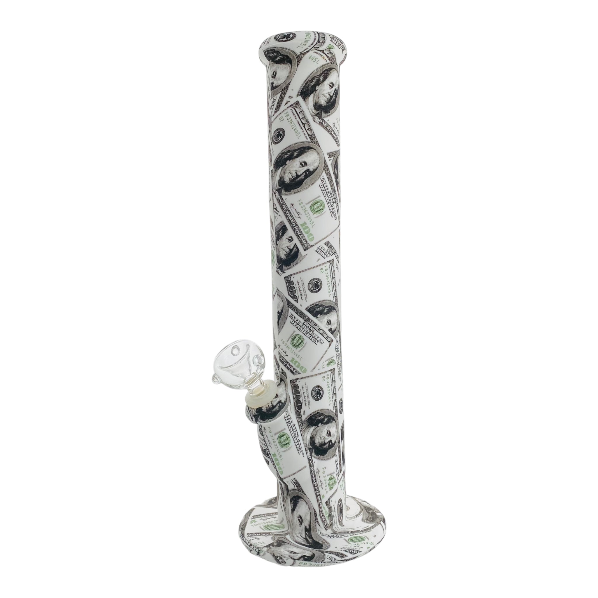 12 Inch Silicone Straight Bong With $100 Bills