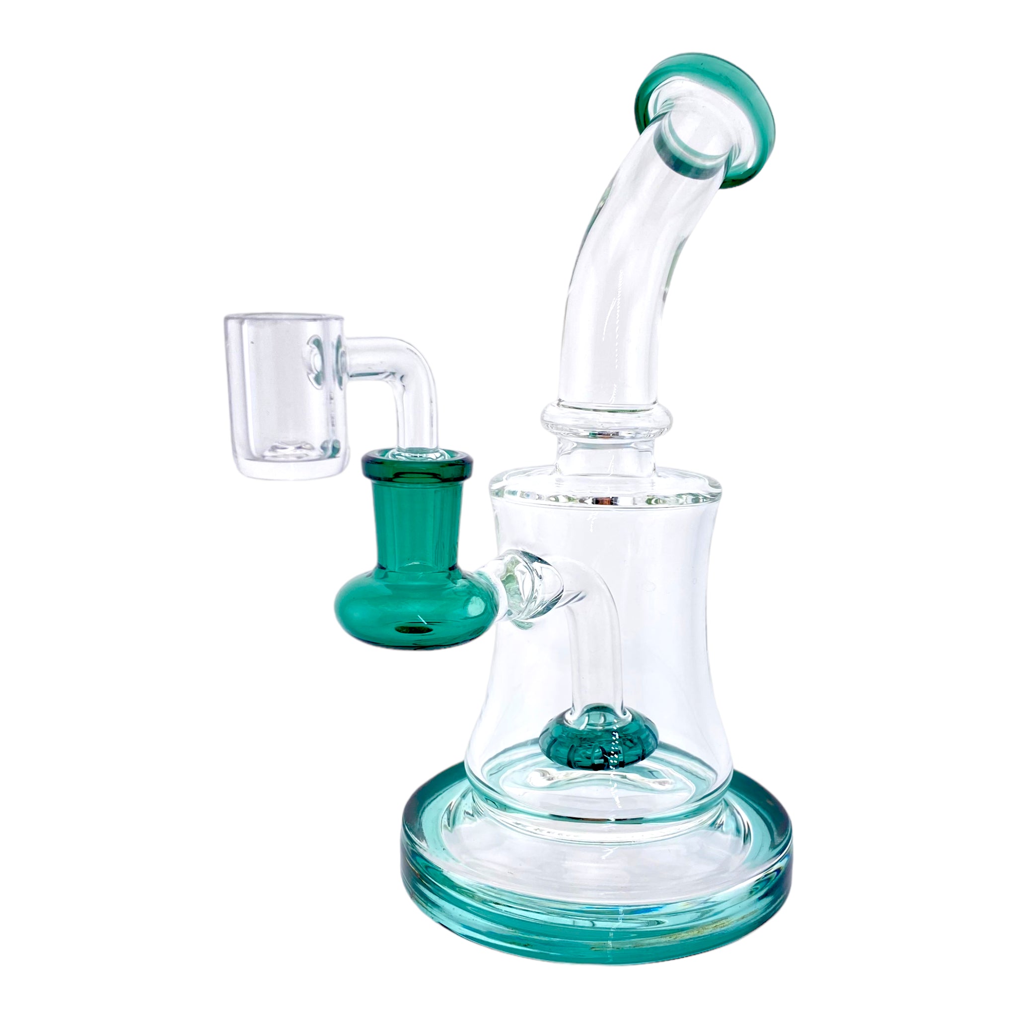 Small Clear Dab Rig With Green Showerhead Perc