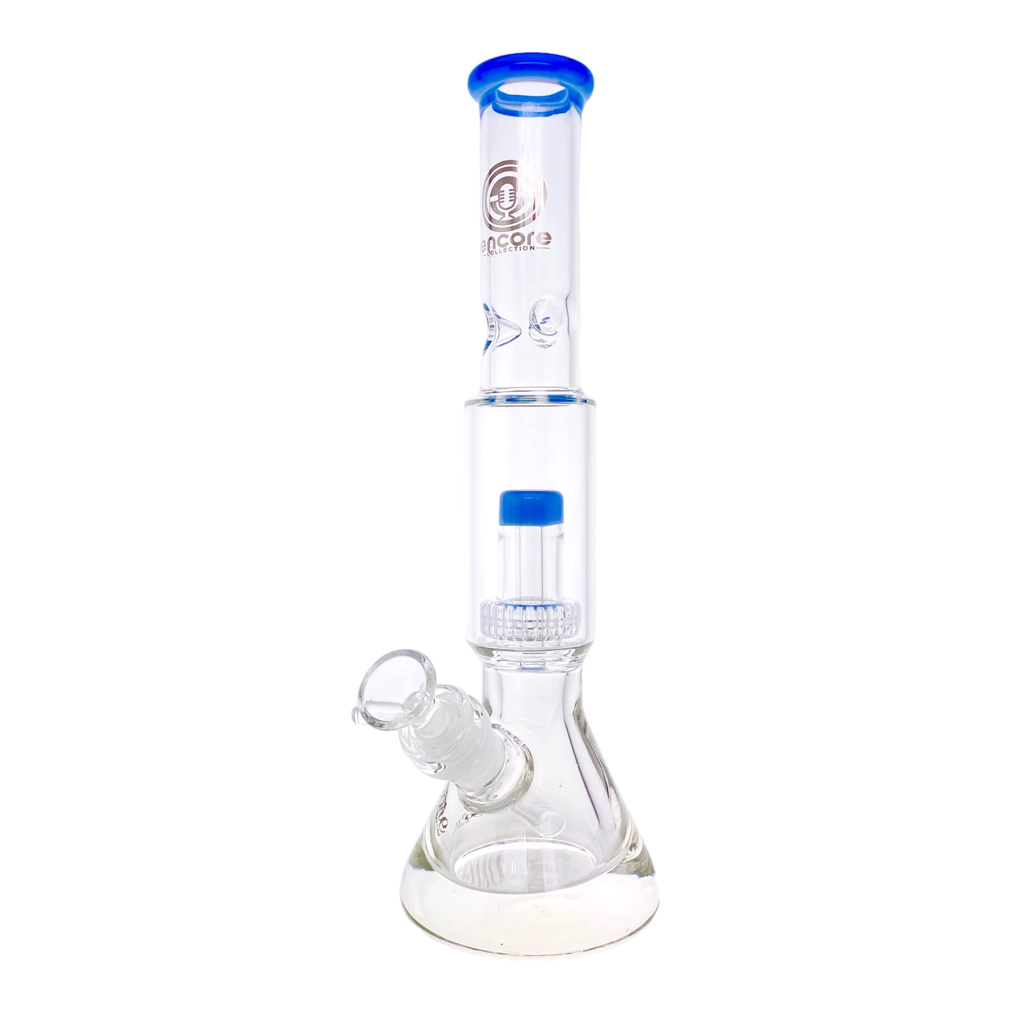 Encore Glass Beaker Base Bong With Perc & Extra Thick Base - Blue Milk