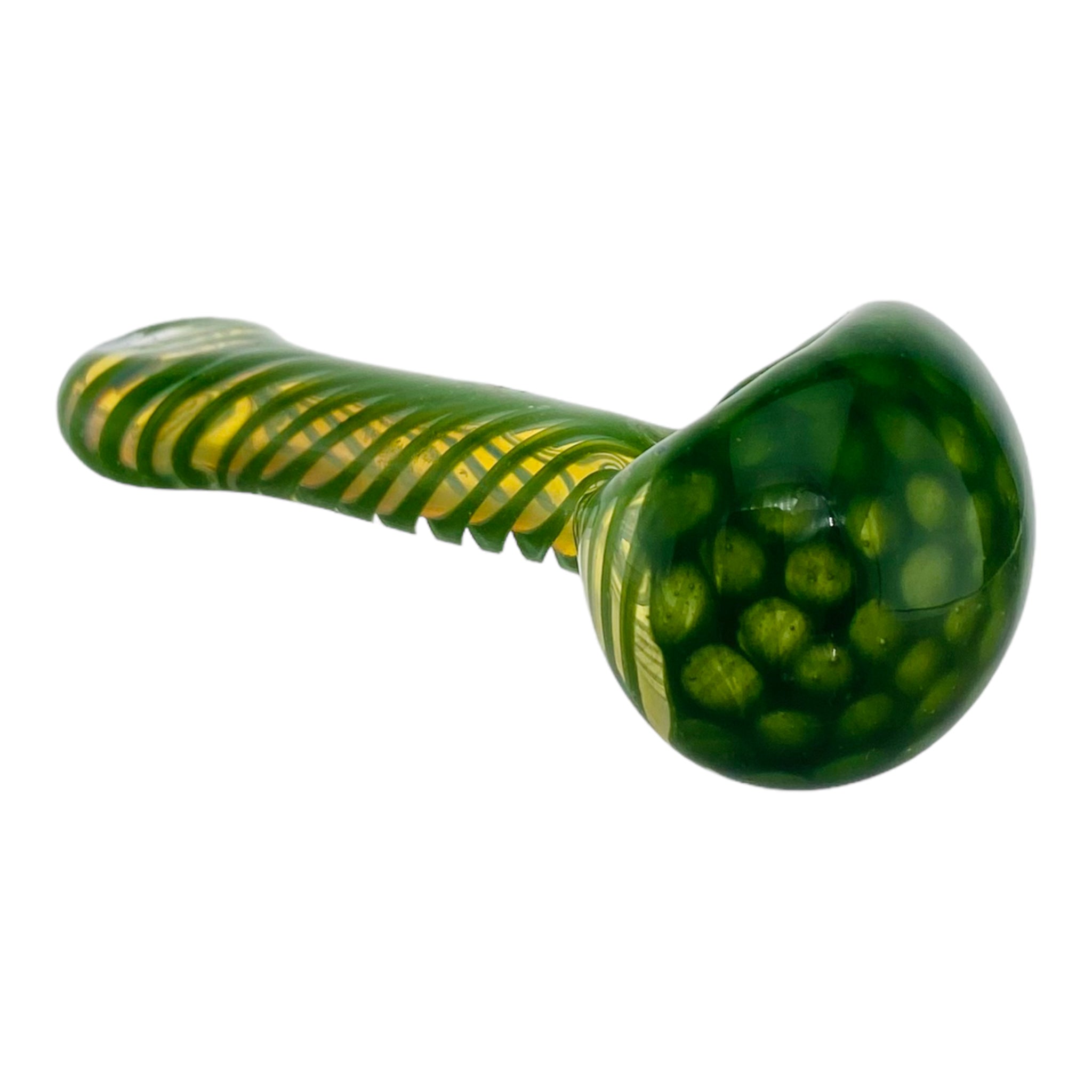 Cheap Color Changing Glass Spoon Pipe With Green Twist And Honeycomb End