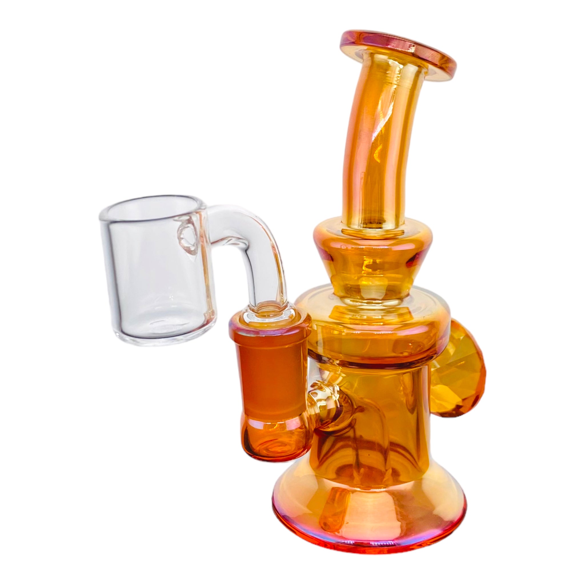 cute girly dab rig Pearlescent Amber Brown Mini Dab Rig With Faceted Diamond