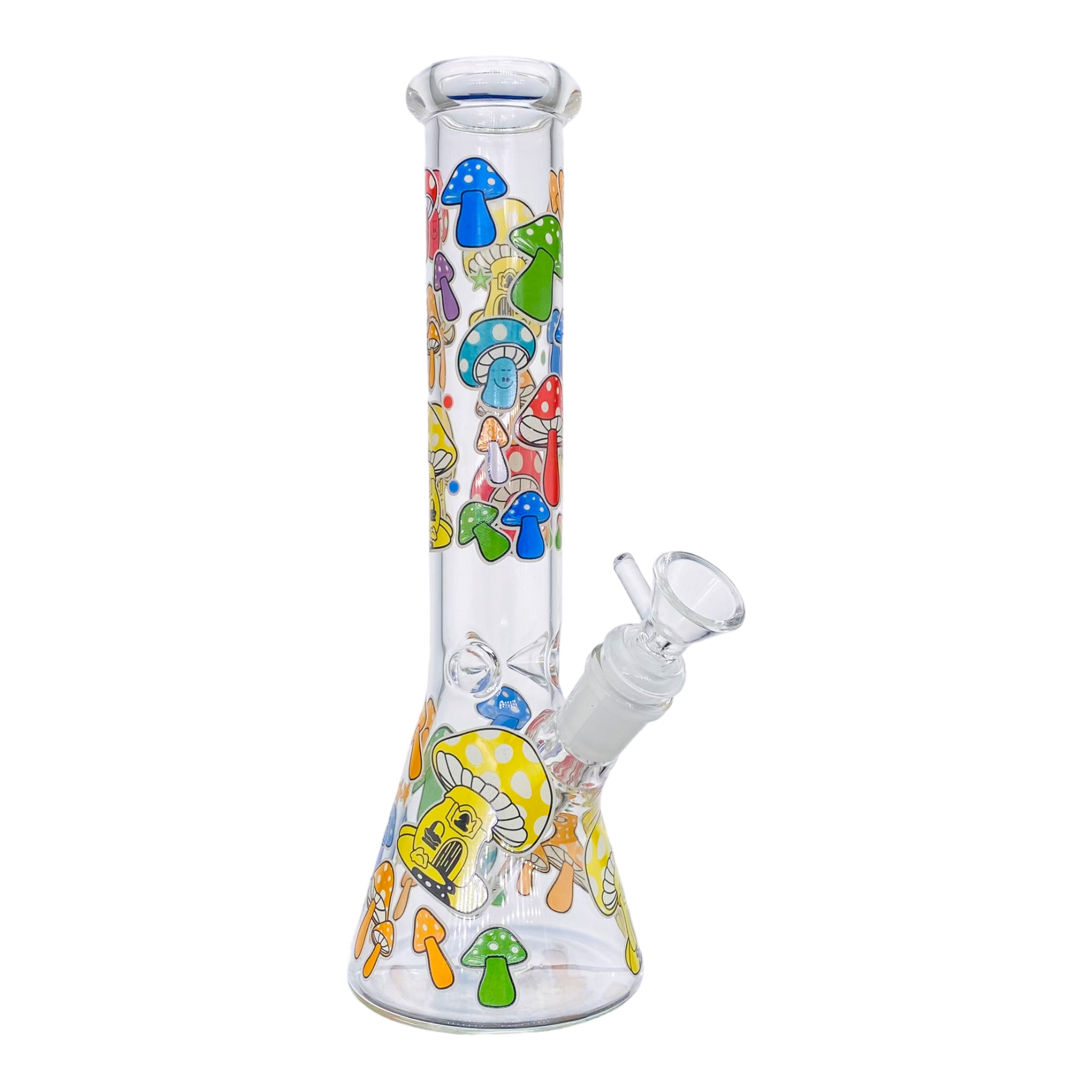 10 Inch Glass Beaker Glass Bong With Decorative Colorful Mushrooms