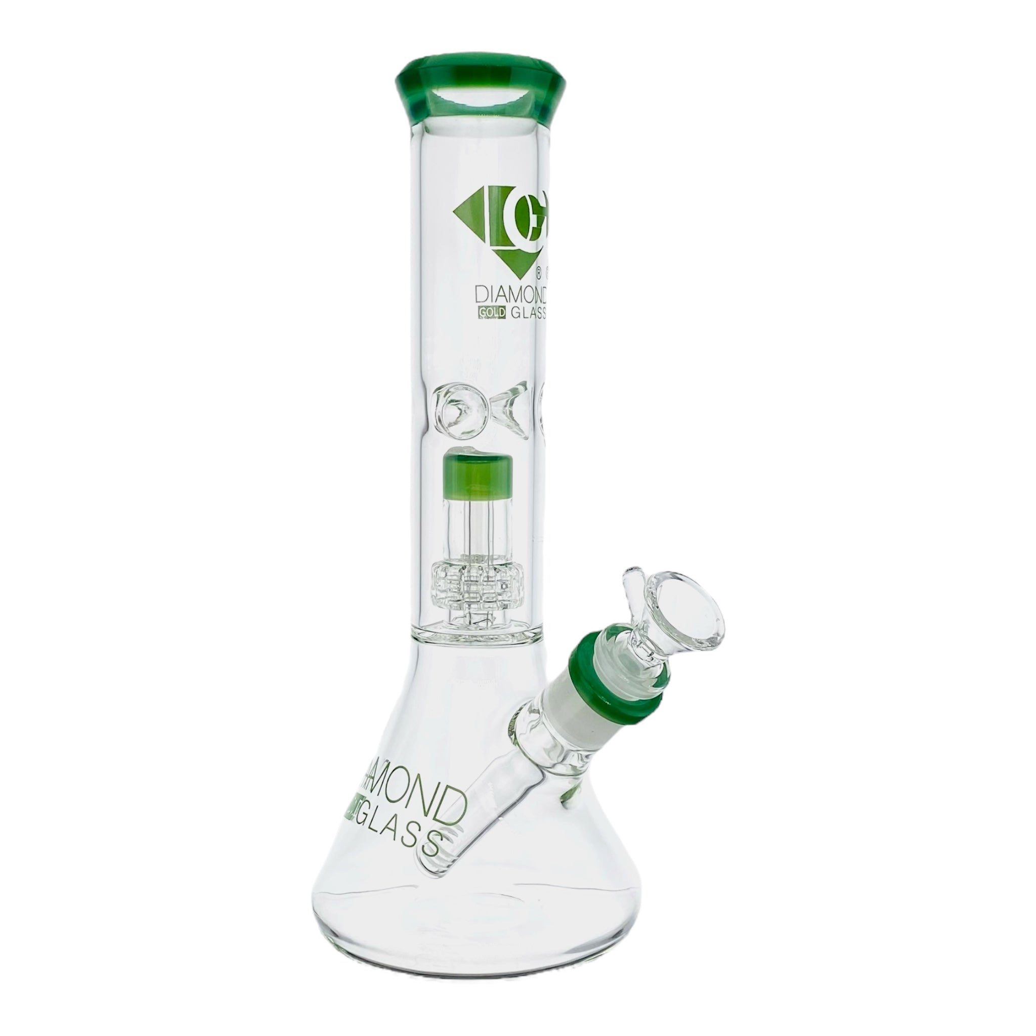 Diamond Glass Bong - Jade Green 11 Inch Beaker Bong With Multi Slit Disc Perc