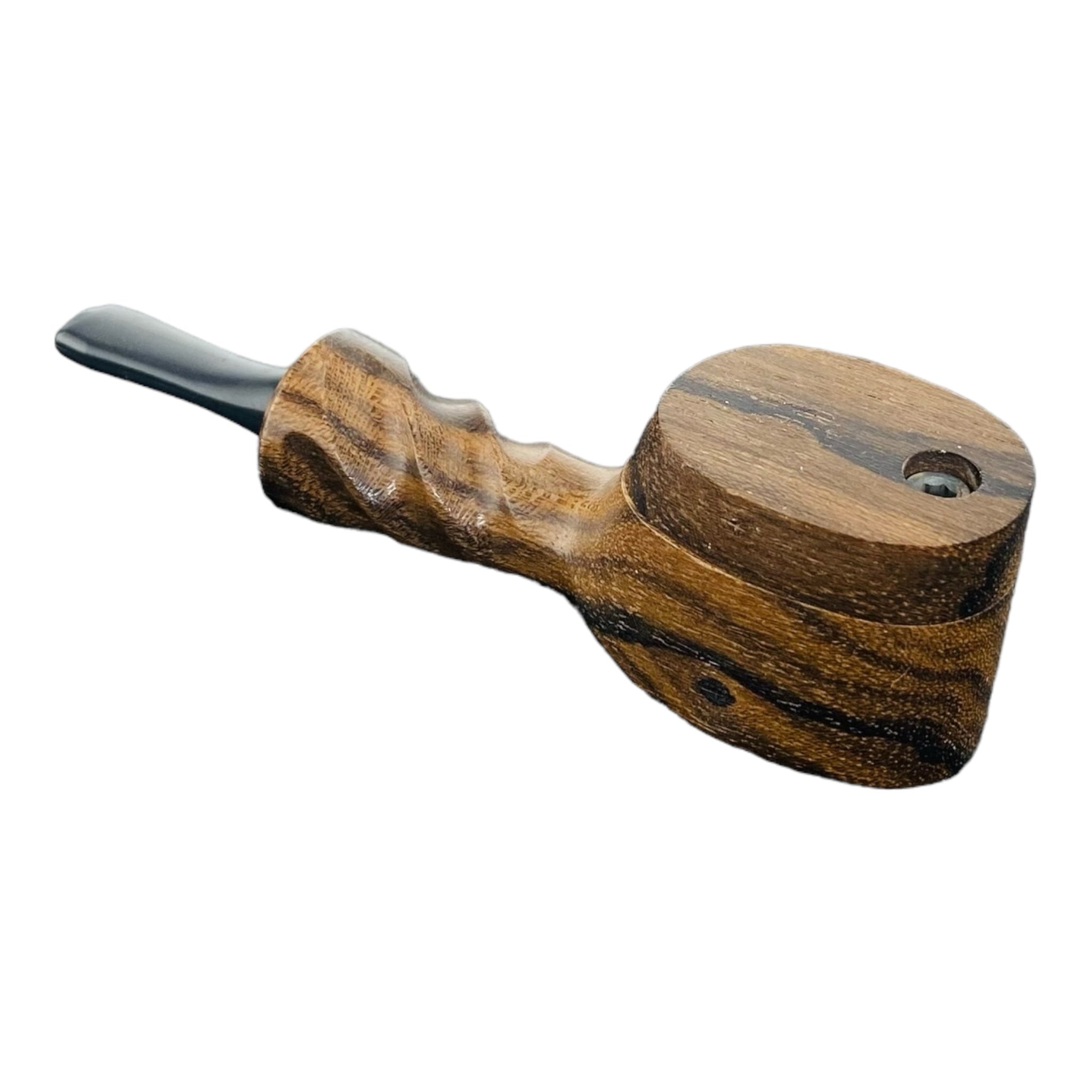 Wood Hand Pipe - Twsited Stem Wood Pipe With Lid