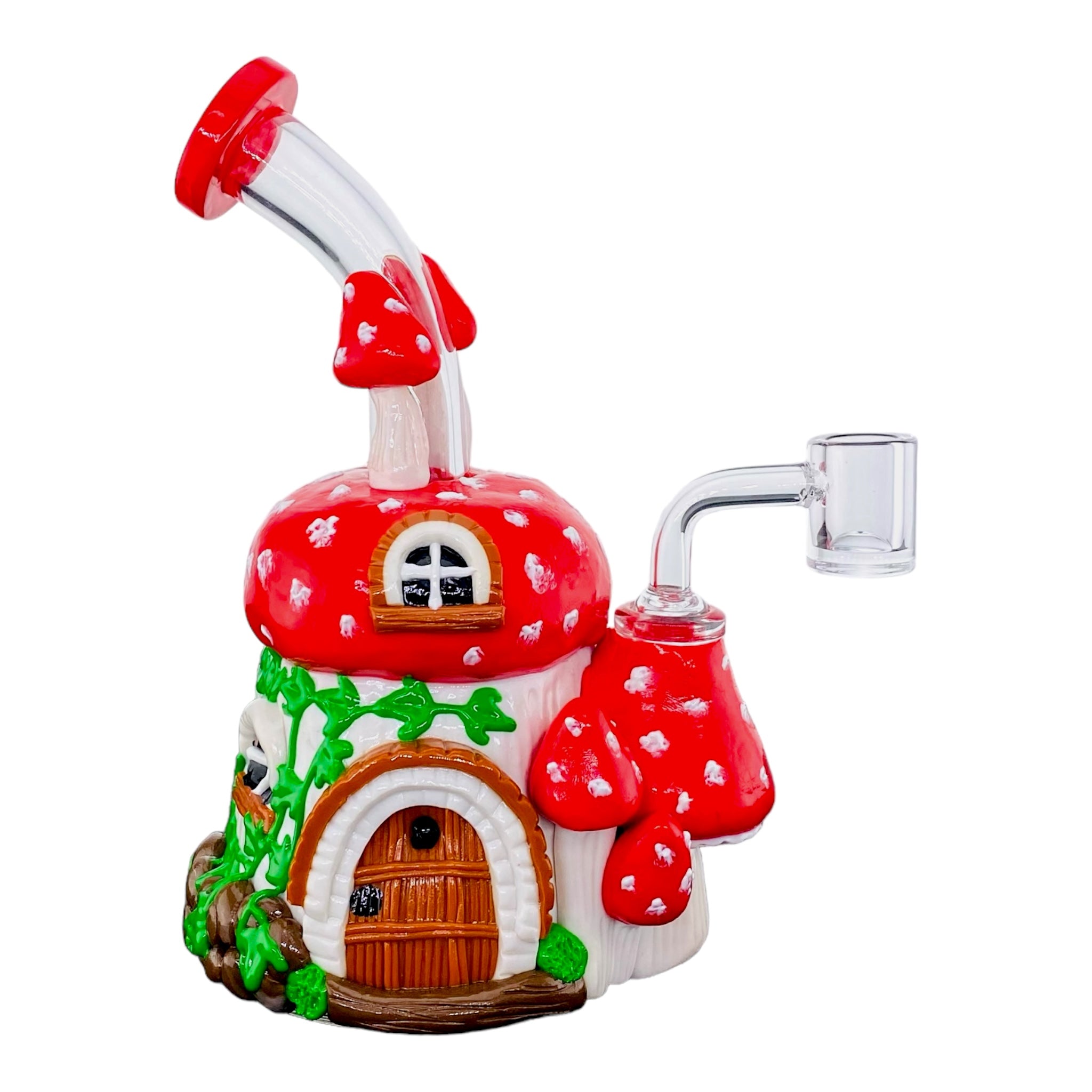cute girly Red And White Mushroom House Small Dab Rig for sale