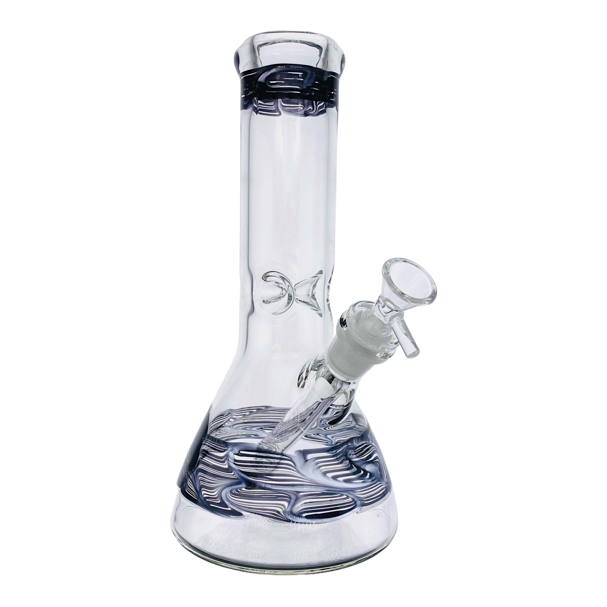 10 Inch Clear Beaker Glass Bong With Black Wrap And Rake