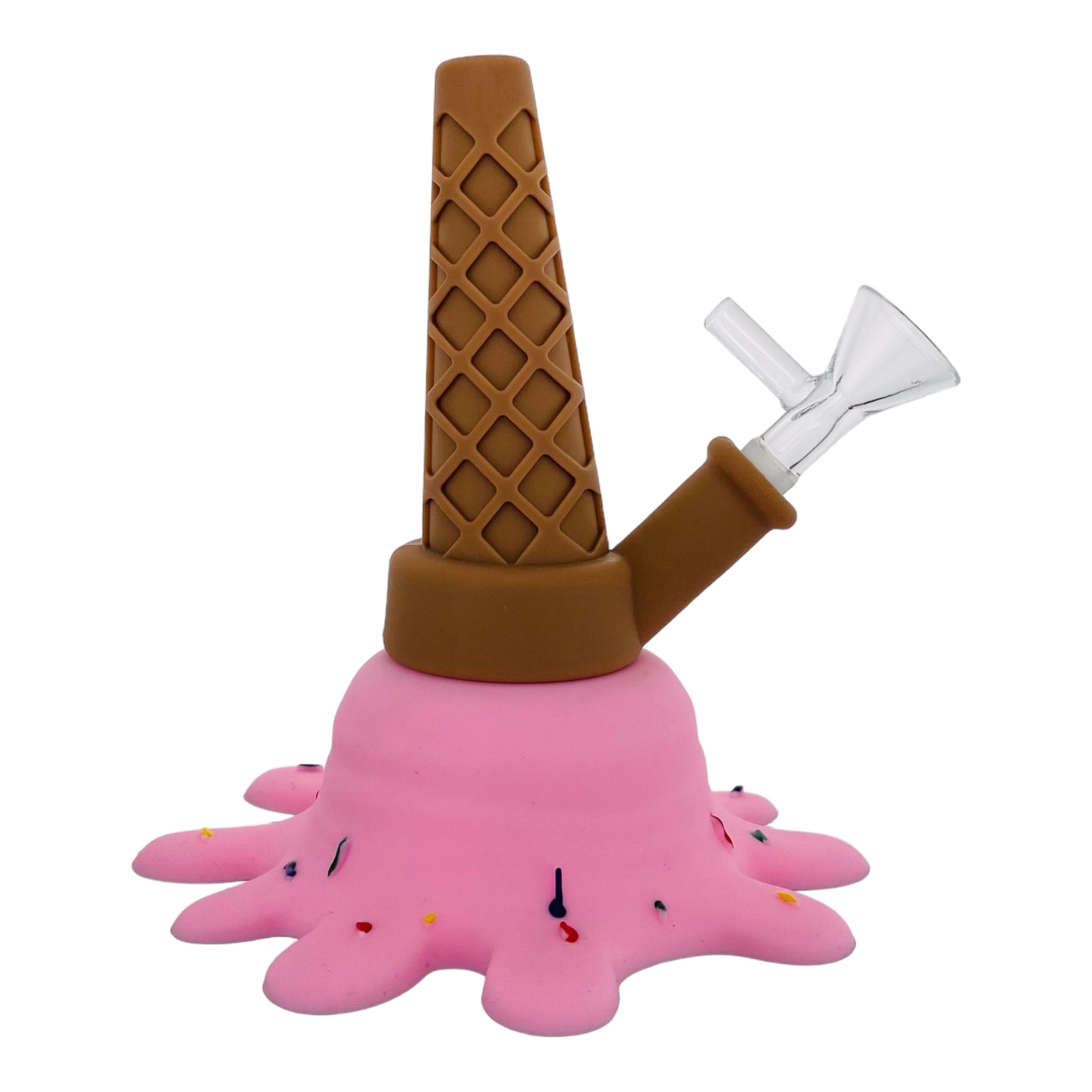 cute and girly Silicone Rubber Ice Cream Cone Bong Pink for sale