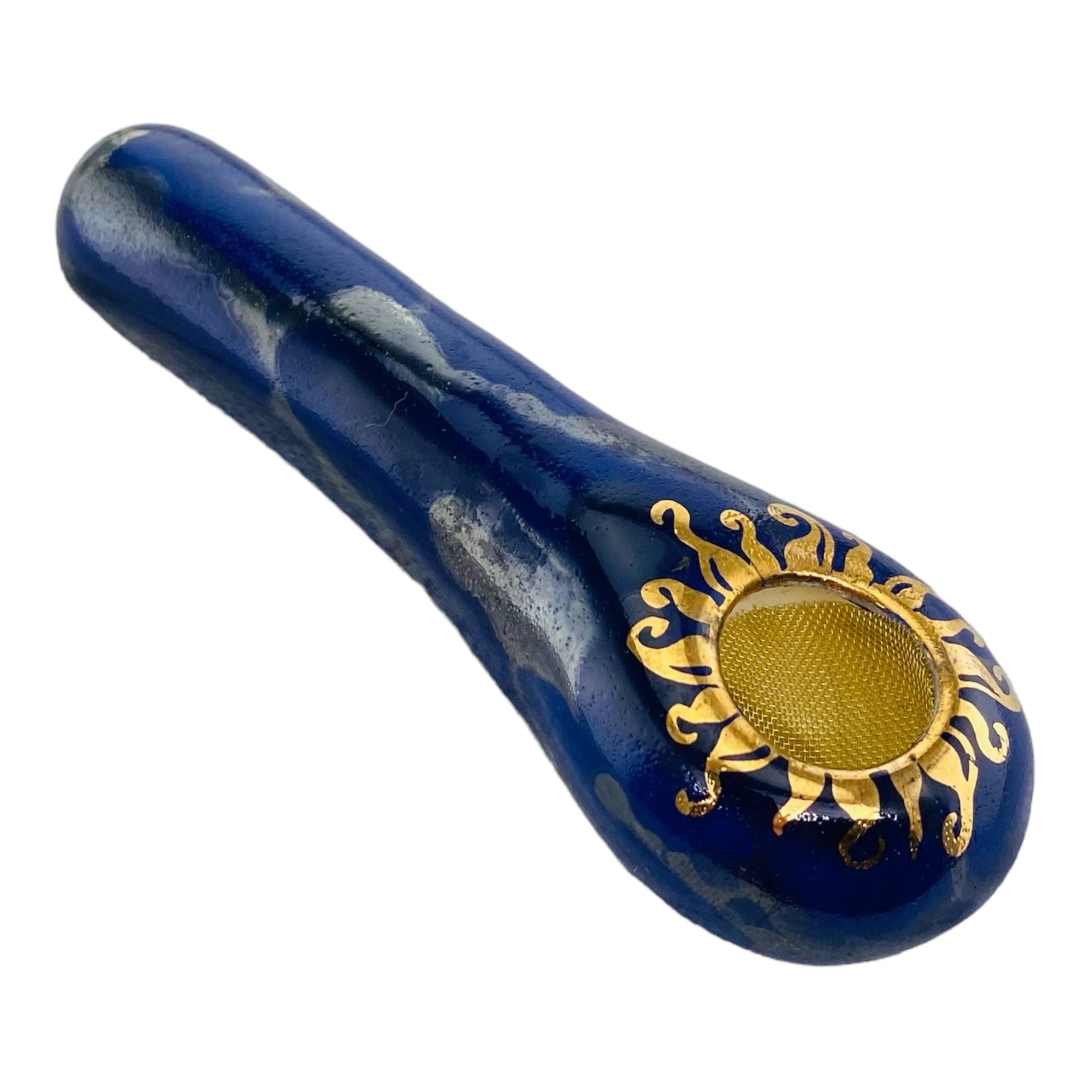 Dark Blue Ceramic Hand Pipe Basic Spoon