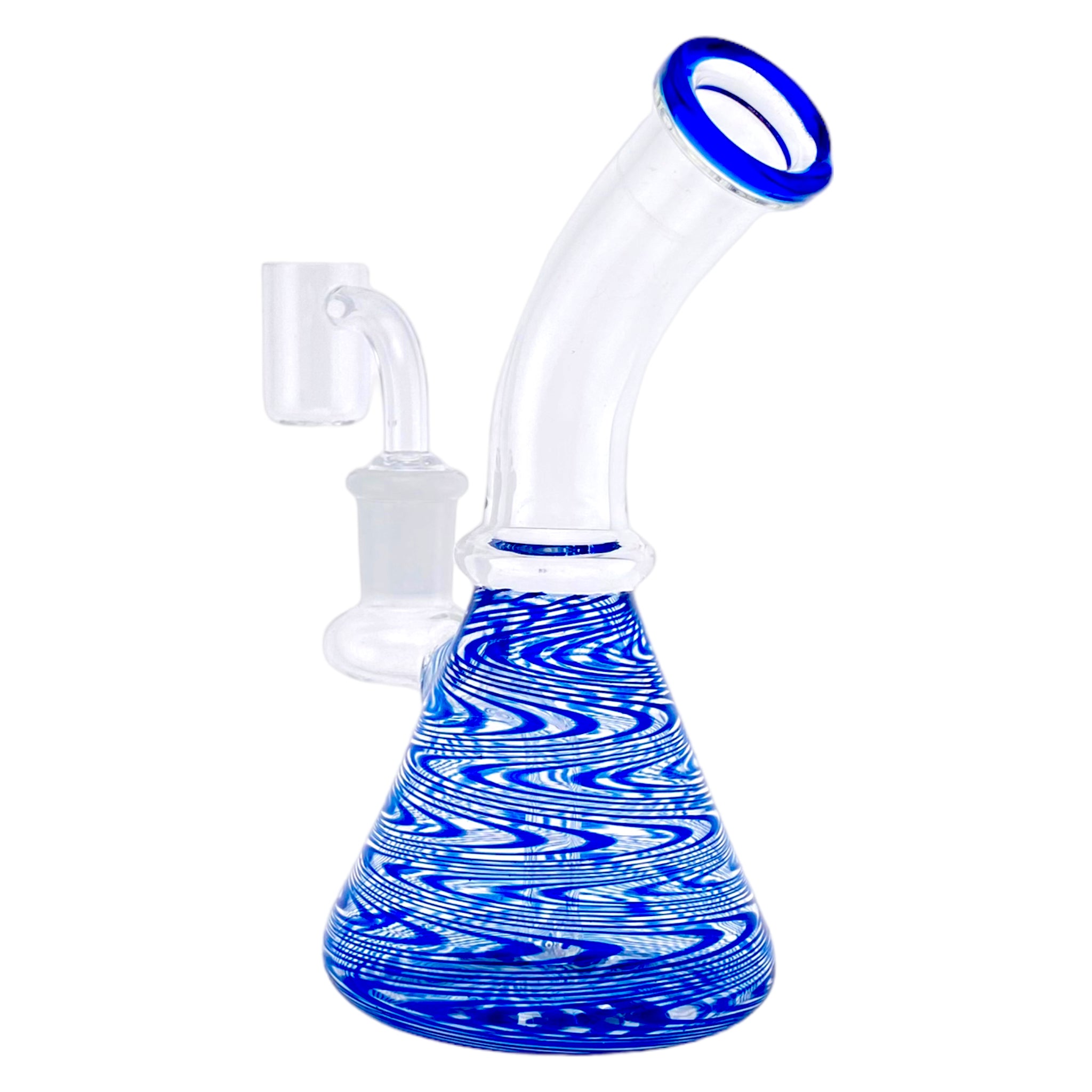 Small Beaker Base Dab Rig With Blue Wrap And Rake