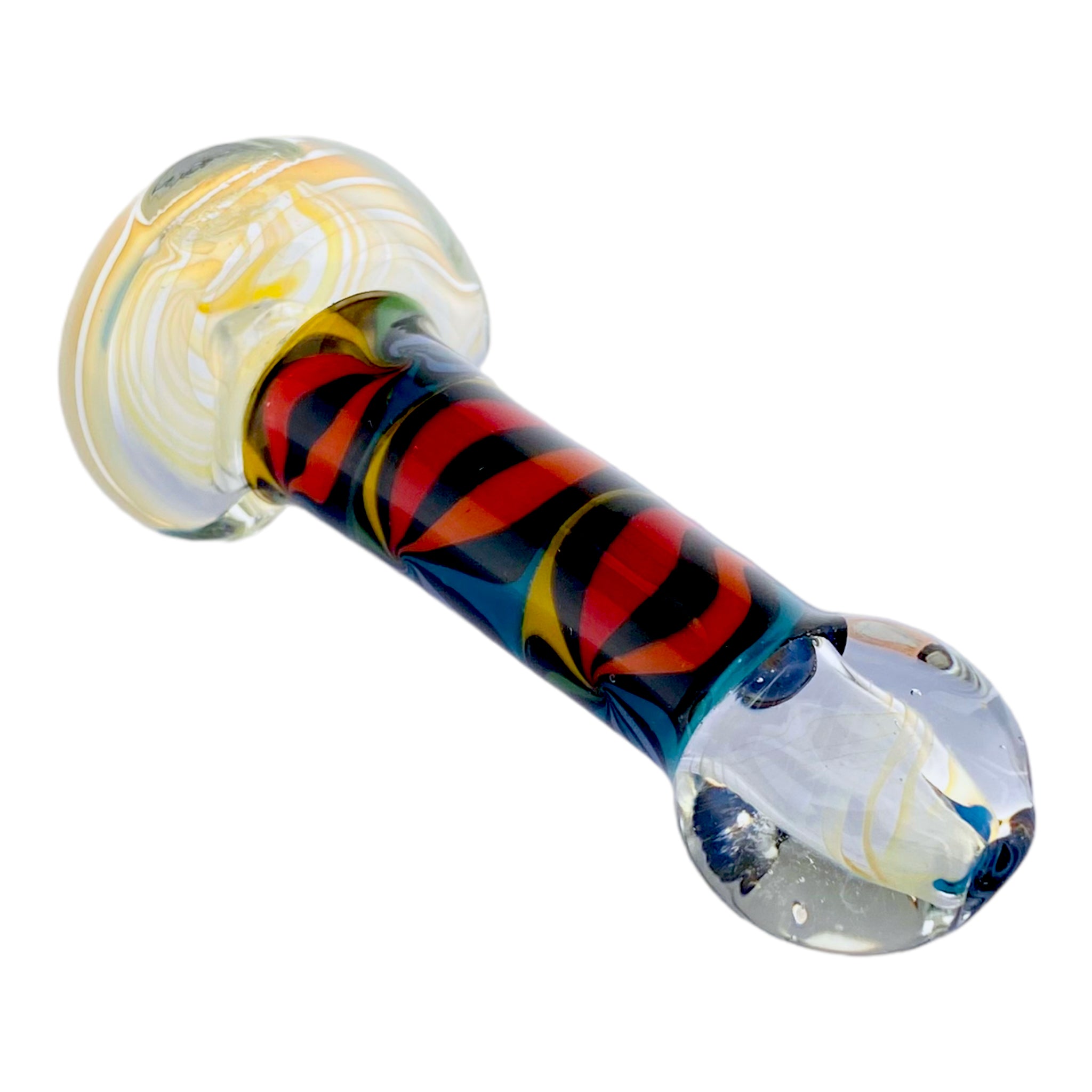 Rainbow Wig Wag Section Glass Hand Pipe With Inside Out Fuming