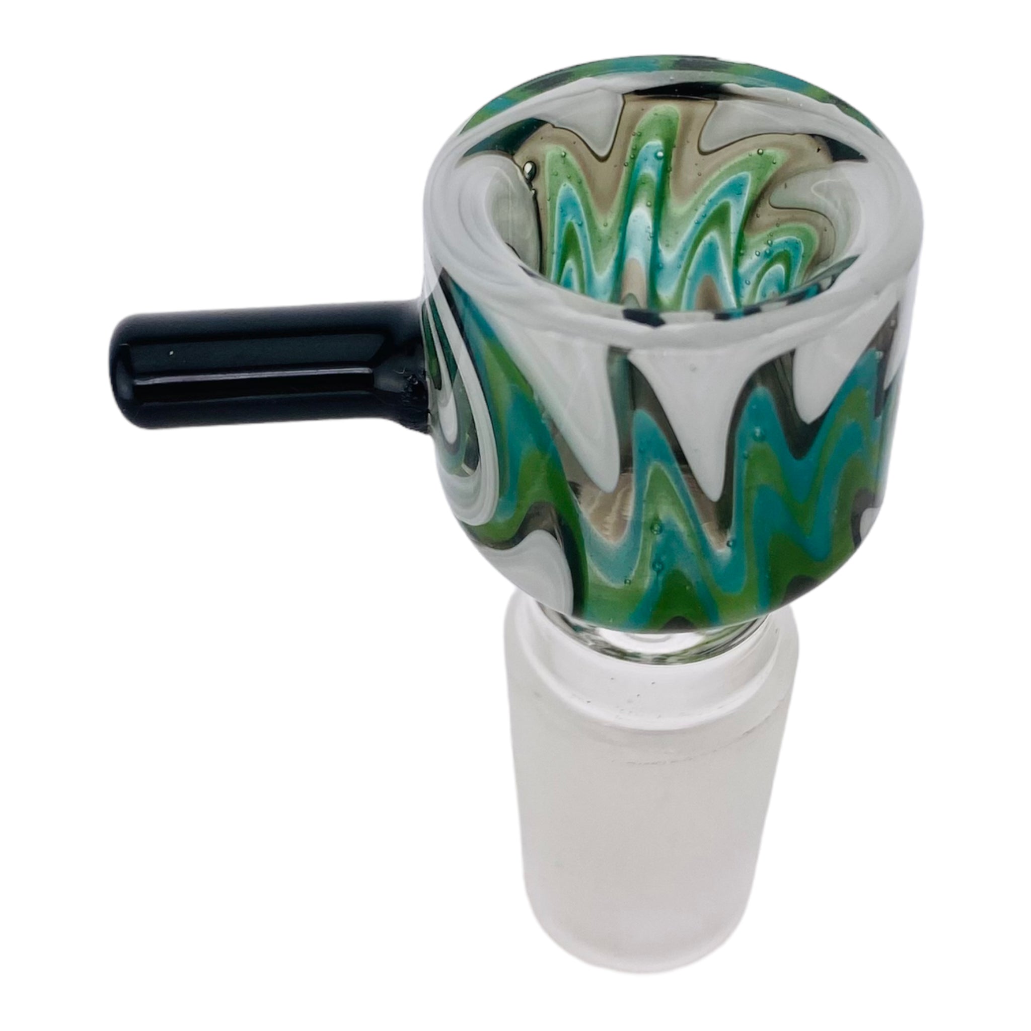18mm Flower Bowl - Green Blue And White Cylinder Straight Wall Bong Bowl Piece