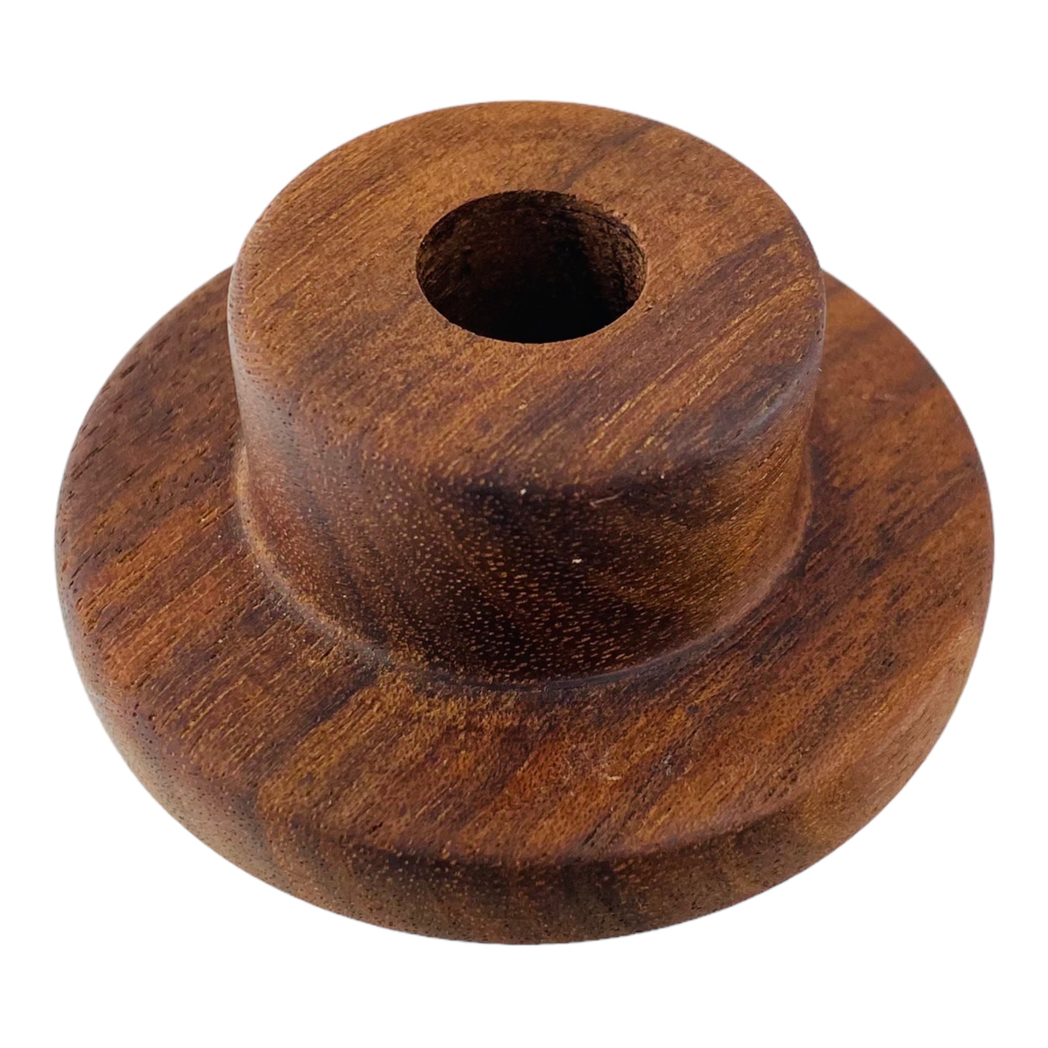 Round Single Hole Wood Display Stand Holder For 14mm Bong Bowl Pieces Or Quartz Bangers - Black Walnut Hat