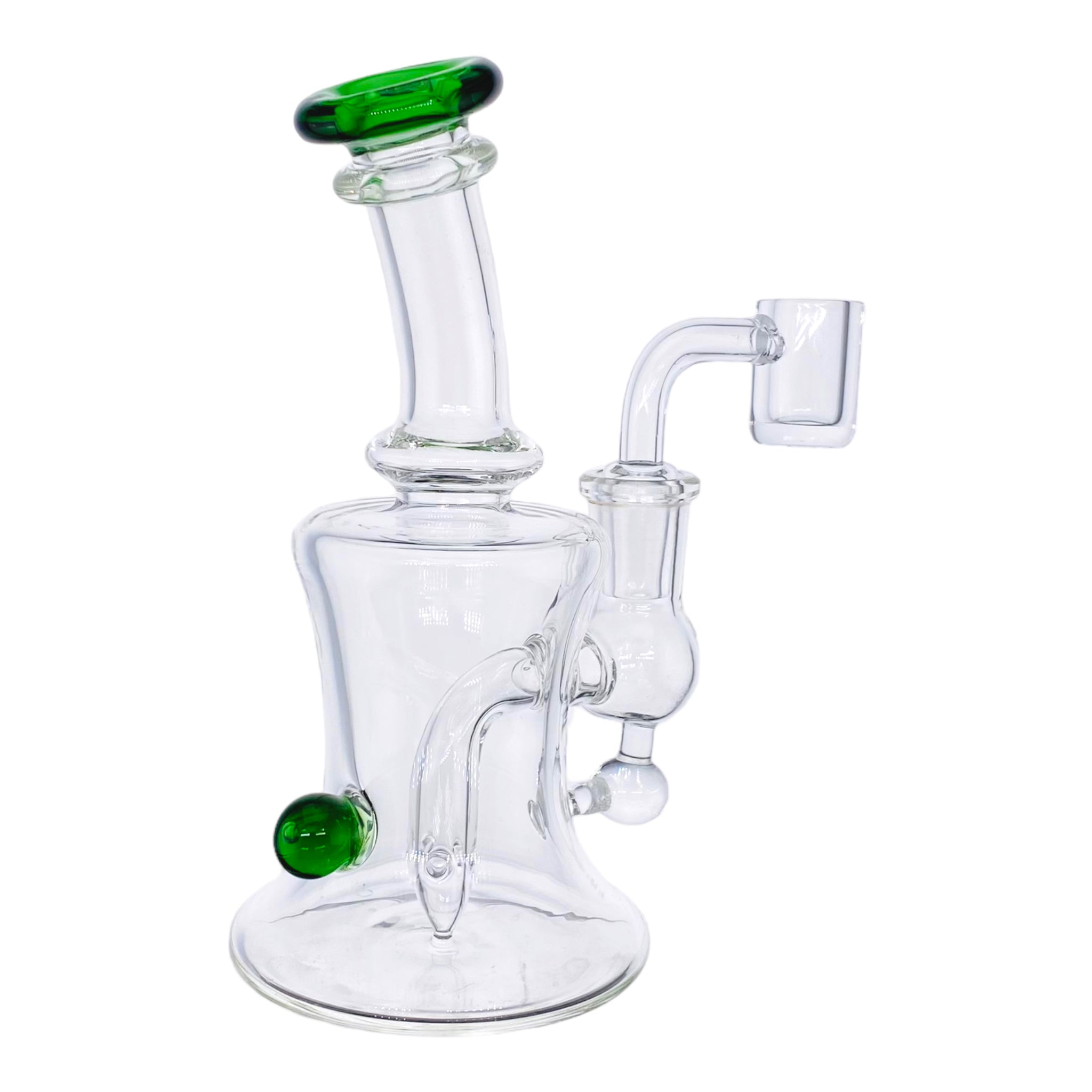 cute girly Mini Dab Rig With Green Mouthpiece And Marble