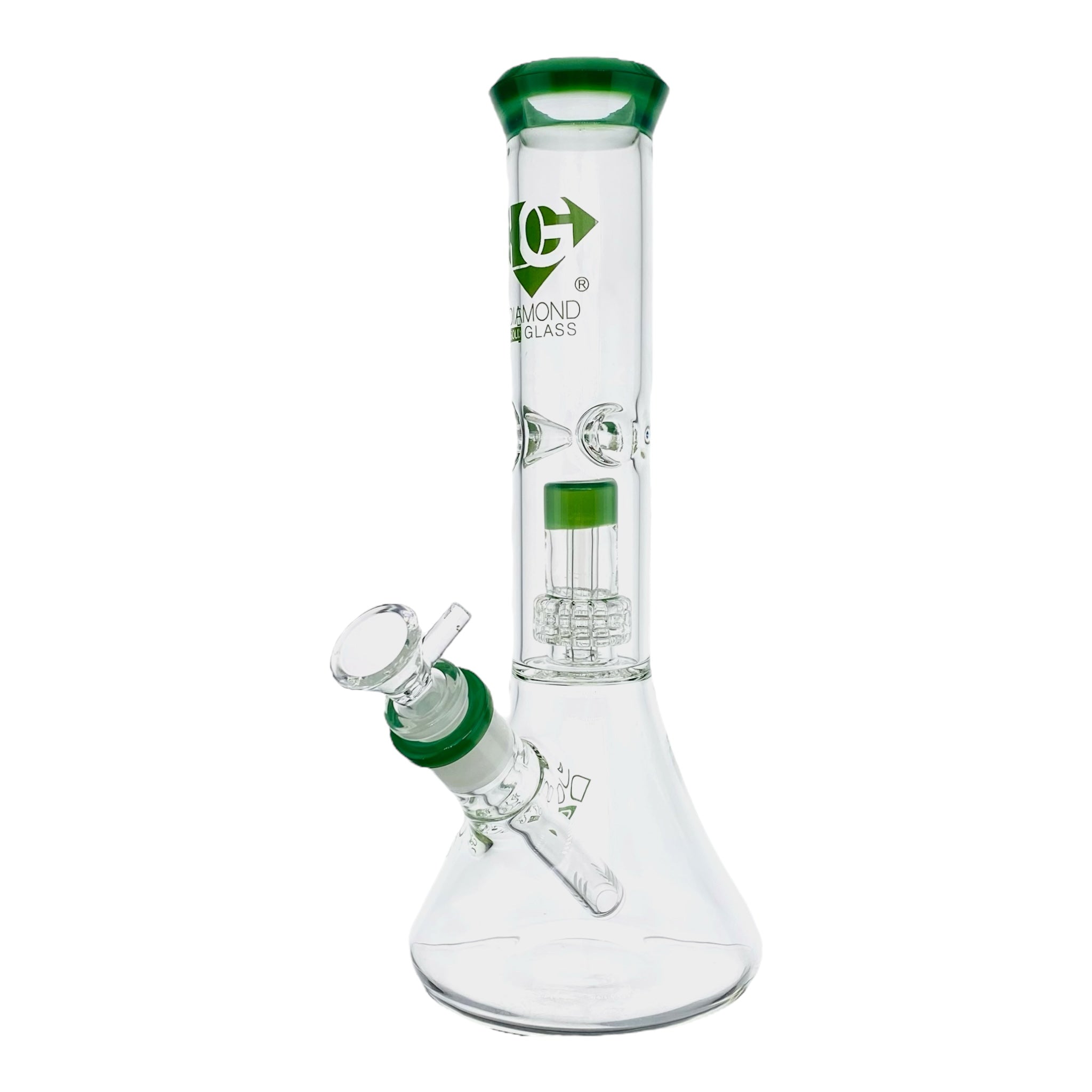 Diamond Glass Bong - Jade Green 11 Inch Beaker Bong With Multi Slit Disc Perc