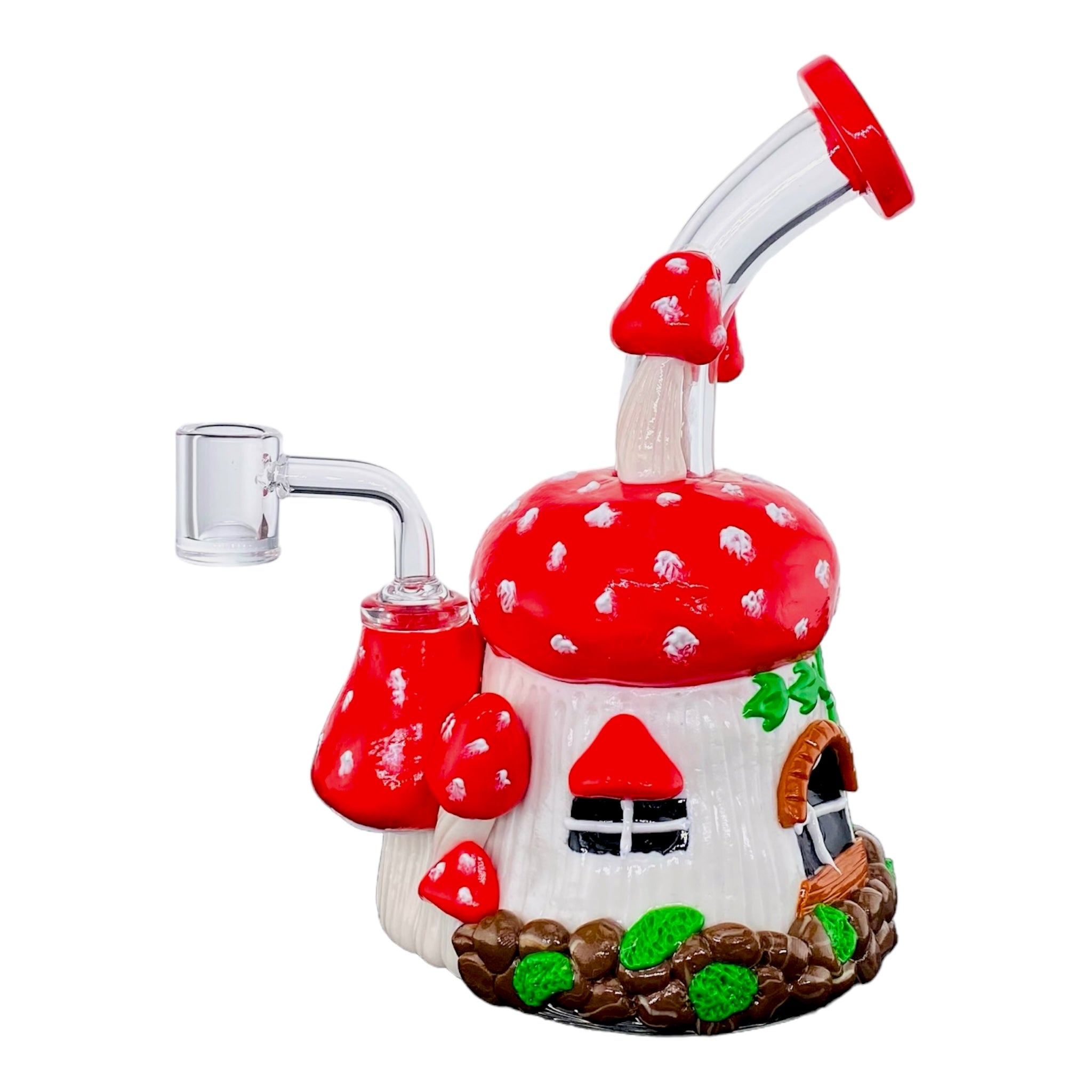 cute girly Red And White Mushroom House Small Dab Rig for sale