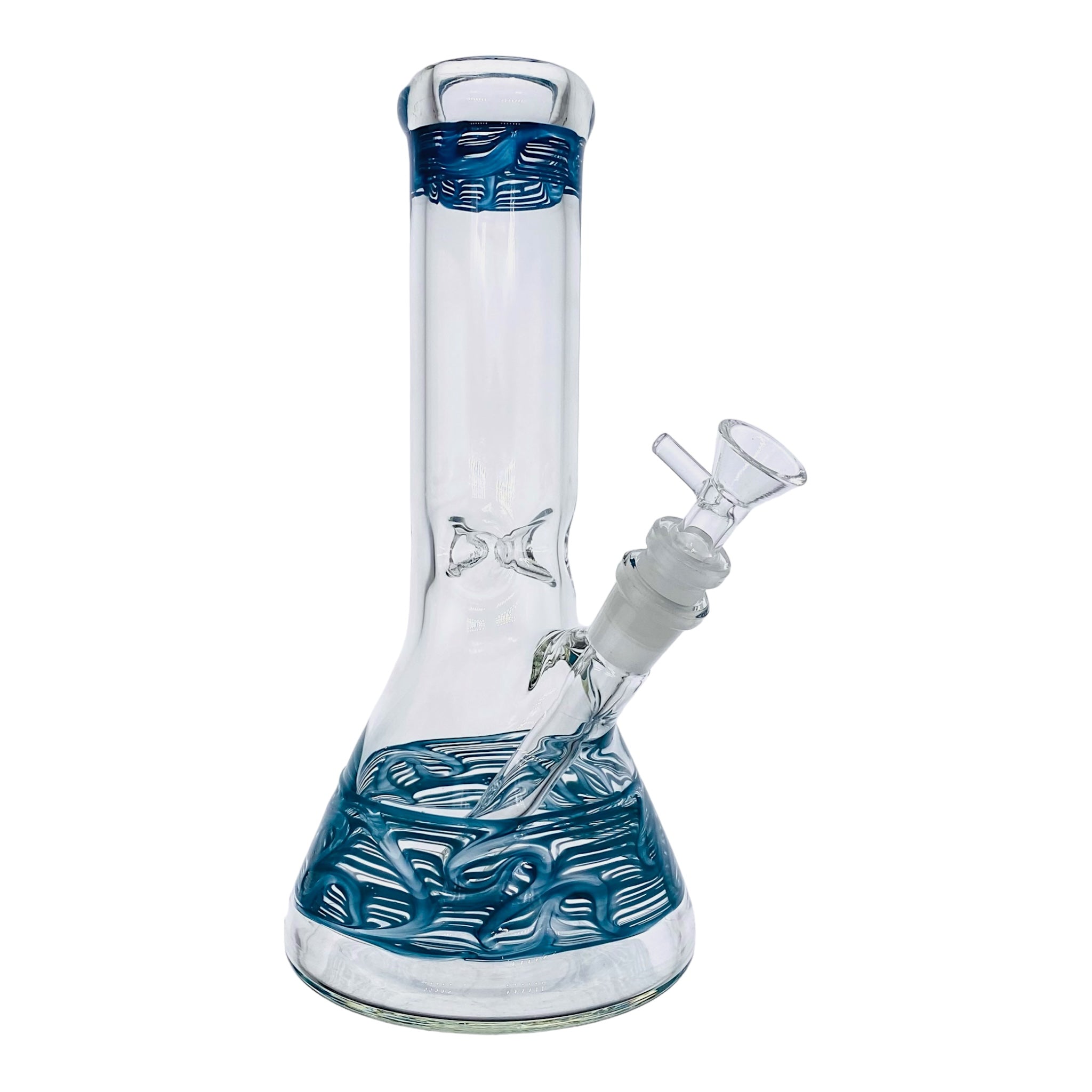 10 Inch Clear Beaker Glass Bong With Teal Wrap And Rake