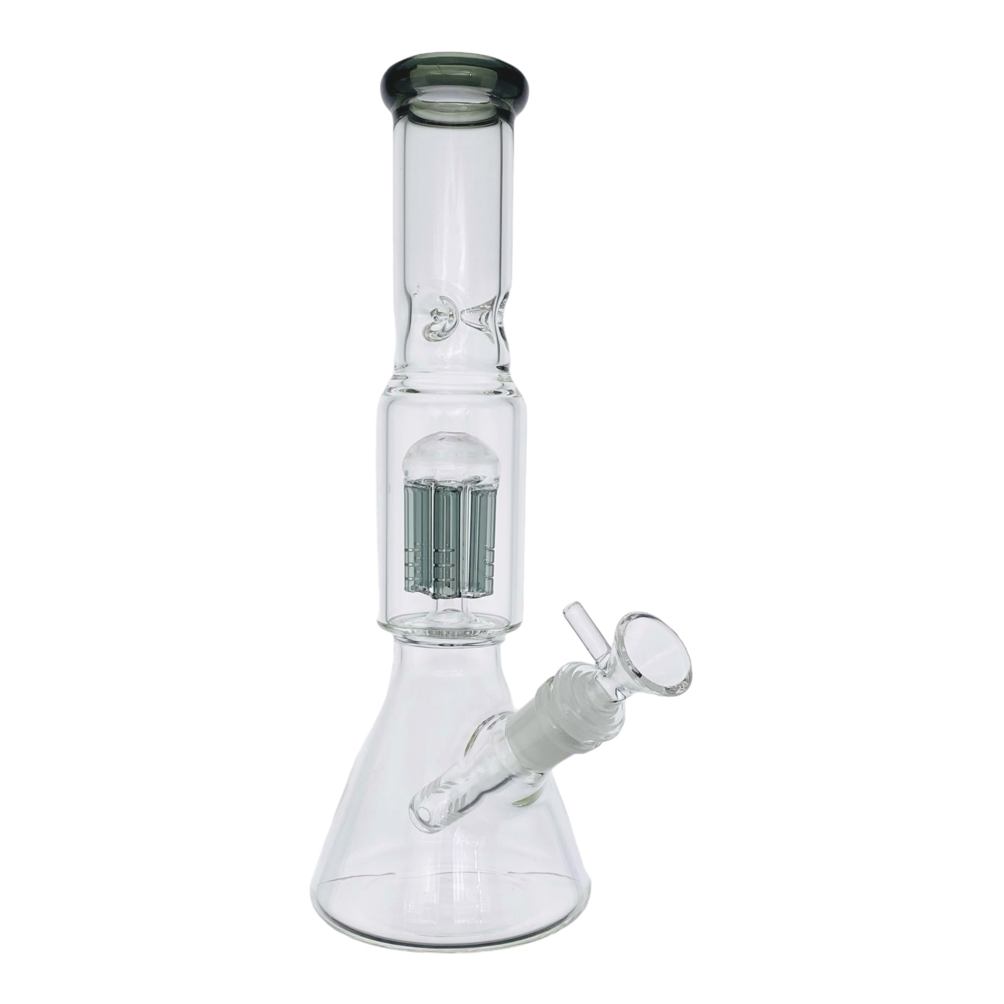Clear Beaker Bong With Shadow Black Tree Perc And Mouthpiece