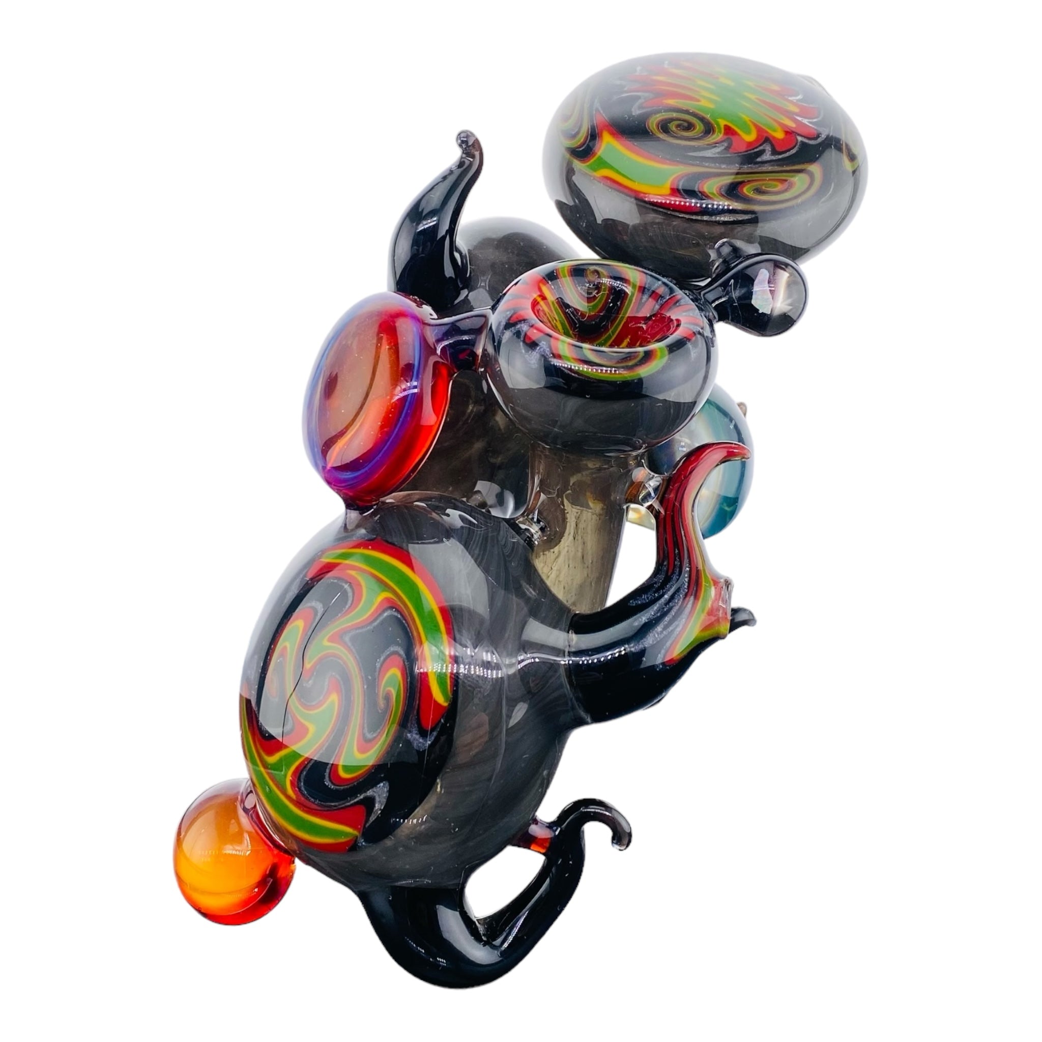 heady custom water bubbler bong Multi Section Rasta Wig Wag Heady Glass Bubbler for sale