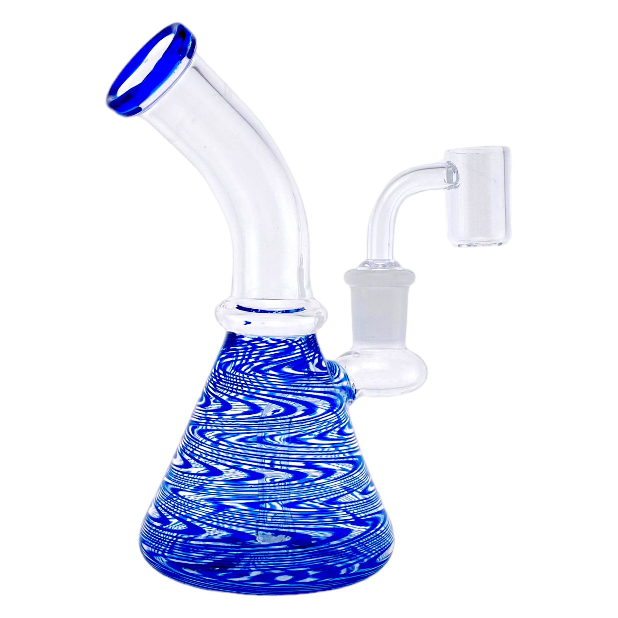 Small Beaker Base Dab Rig With Blue Wrap And Rake