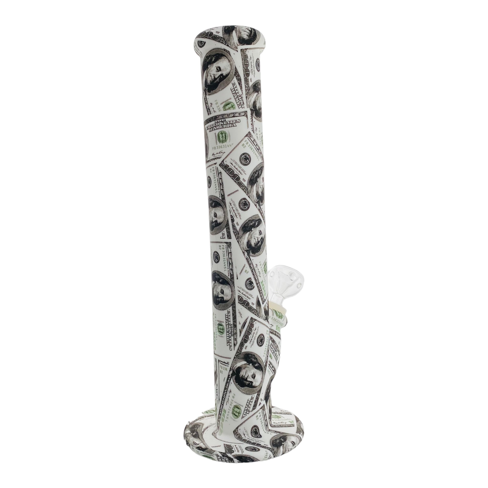 12 Inch Silicone Straight Bong With $100 Bills
