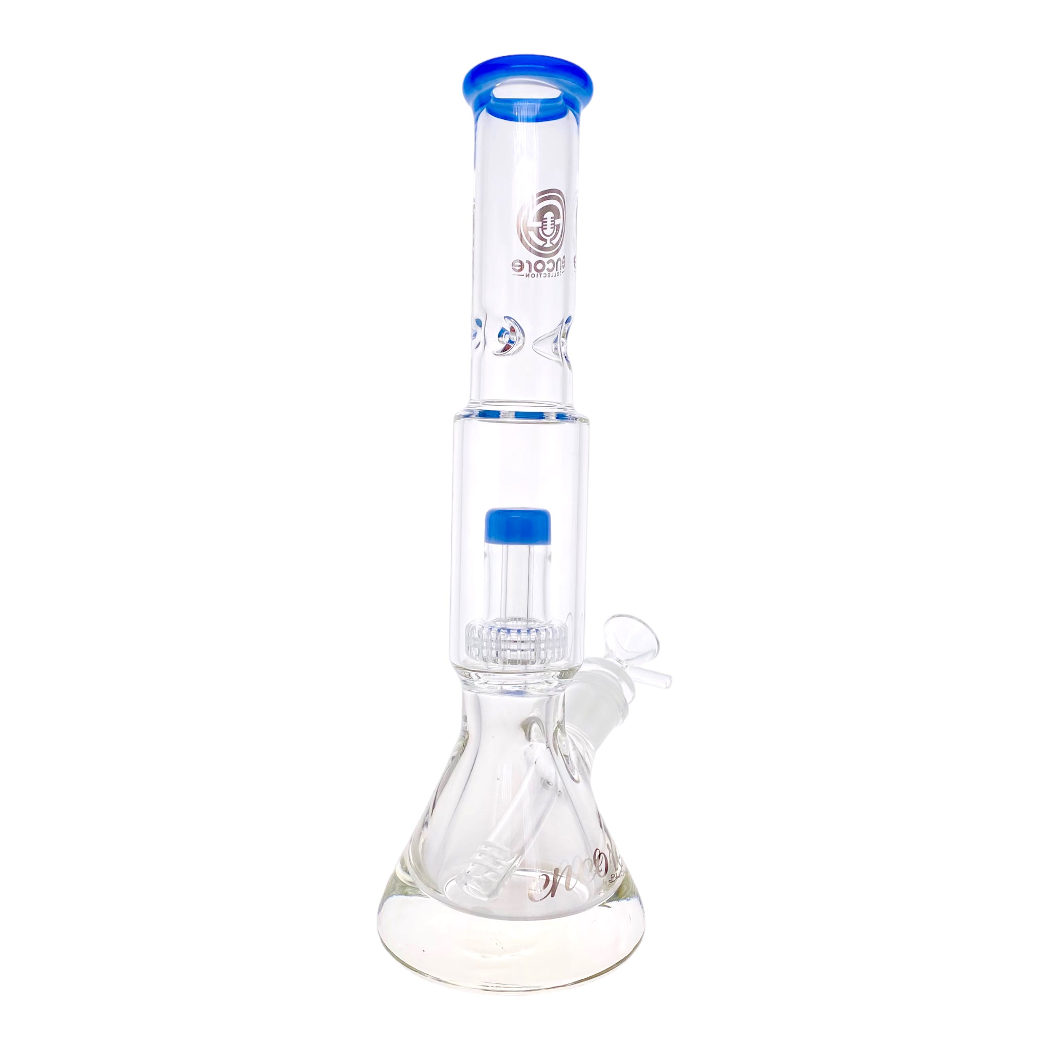 Encore Glass Beaker Base Bong With Perc & Extra Thick Base - Blue Milk