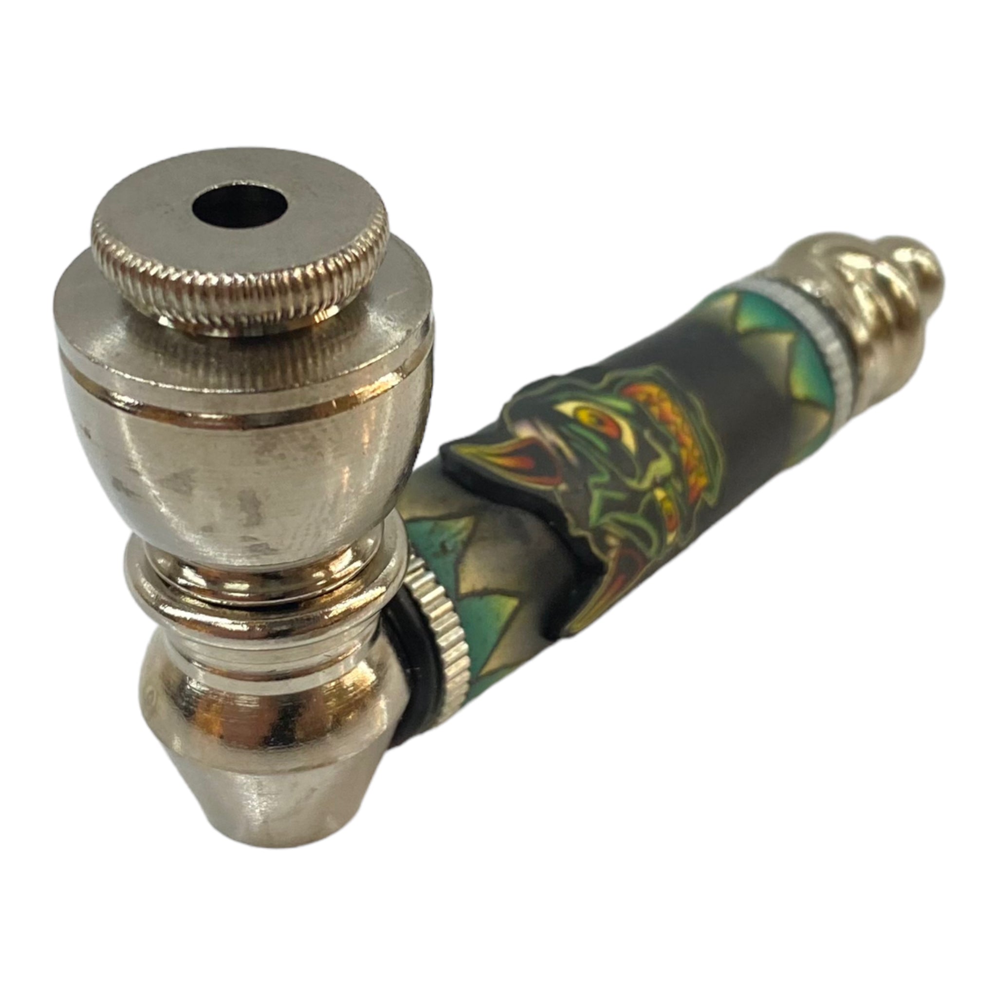 Metal Hand Pipes - Silver Chrome Hand Pipe With Goblin