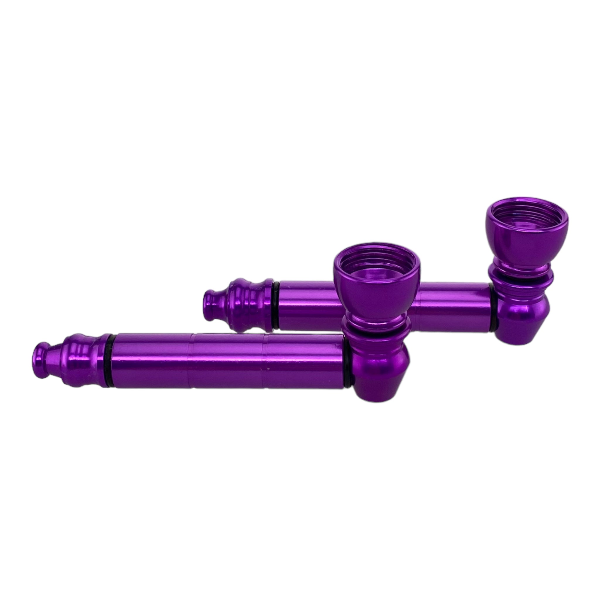Purple Basic Metal smoking Pipe With Small Chamber Bundle 2 Pipes And 10ct Screens