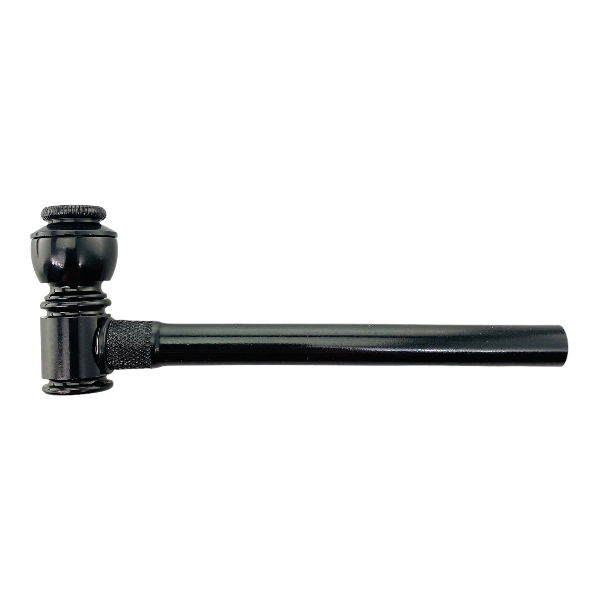 black Metal Hand Pipes - Basic Narrow Long Stem Hand Pipe With Cap