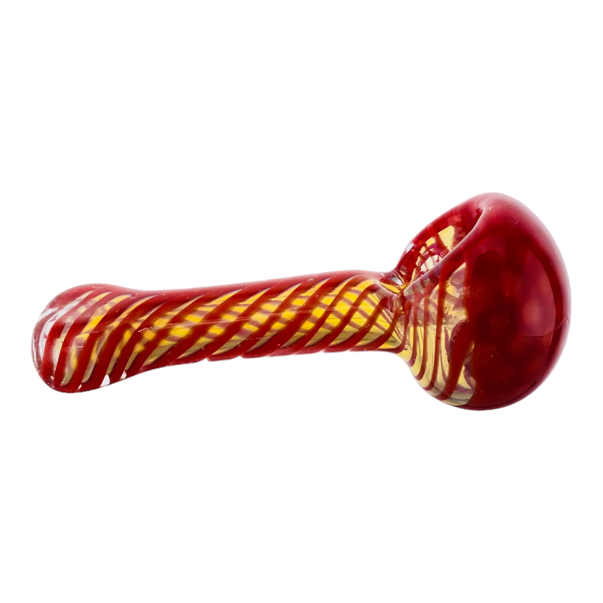 Color Changing Glass Spoon Pipe With Red Twist And Honeycomb End