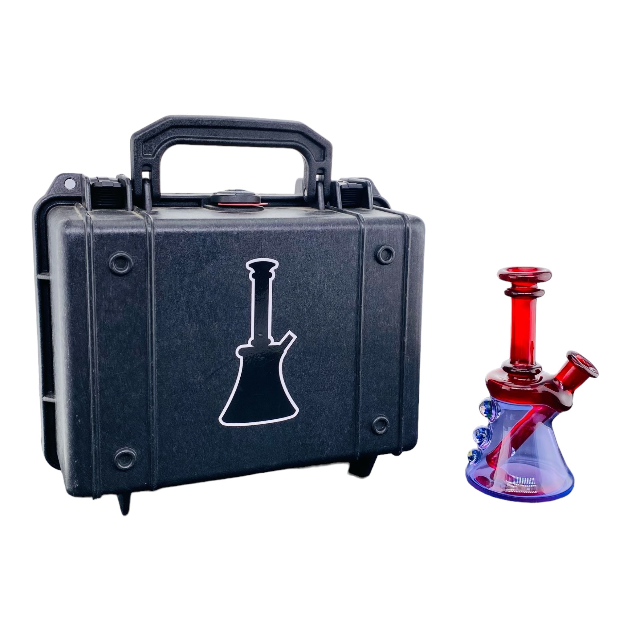 heady glass dab rig Deestrukt Glass - Custom Mini Portable Dab Rig Pomegranate and Purple Rain Minitube