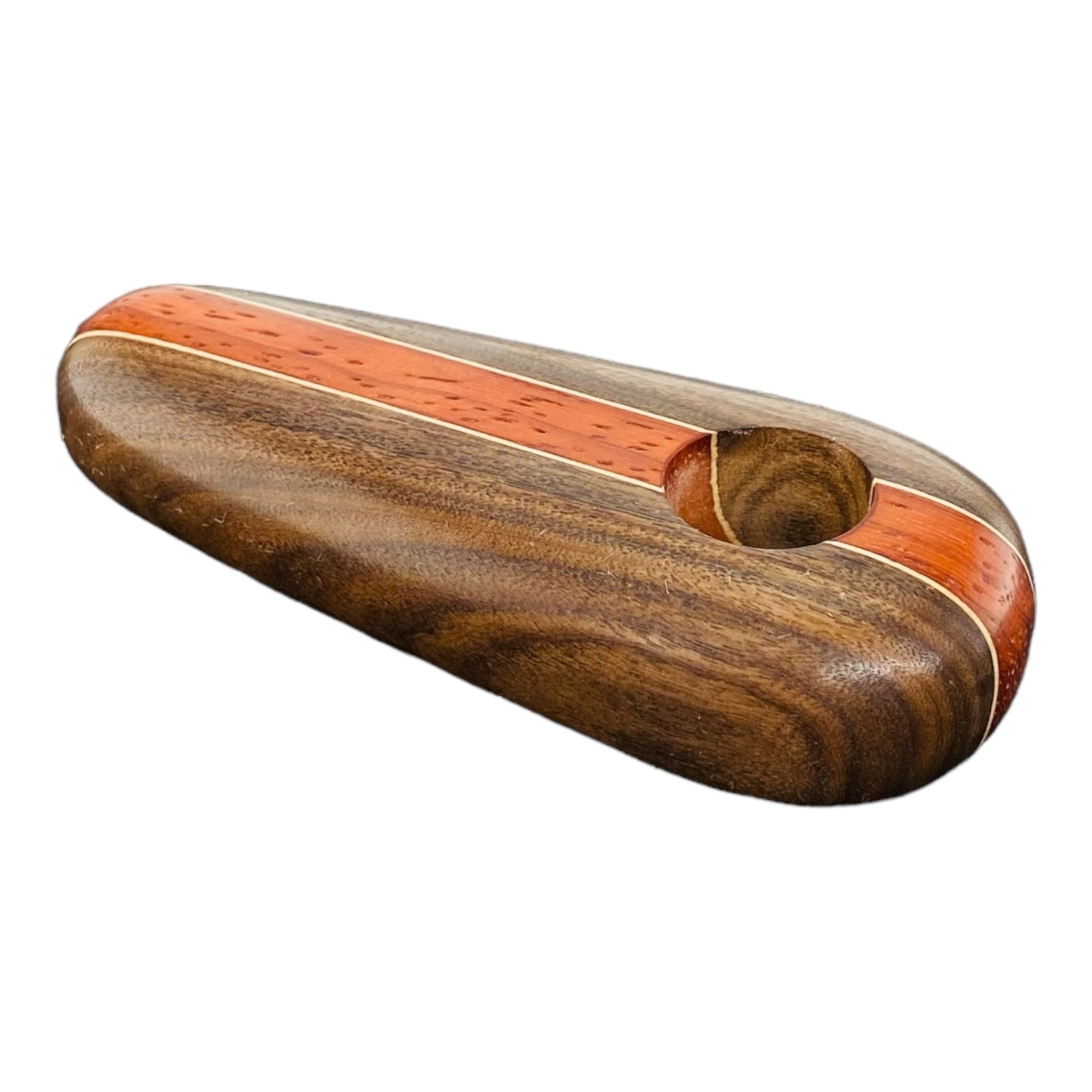 Wood Hand Pipe - Wide Oval Hand Pipe With Two Tone Hardwood