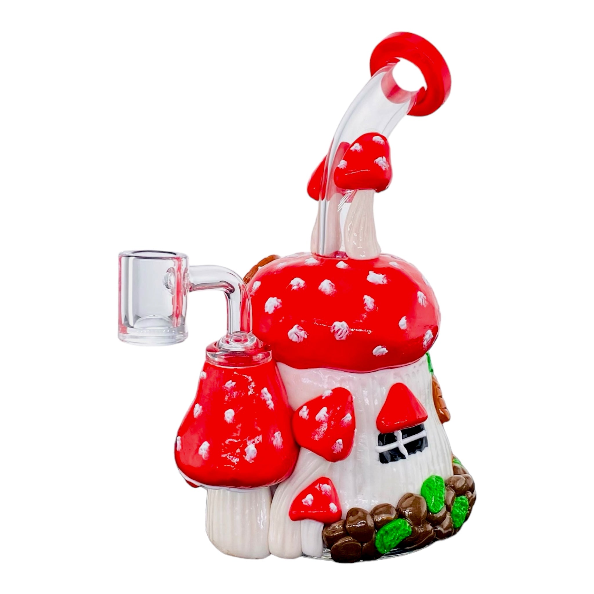 cute girly Red And White Mushroom House Small Dab Rig for sale