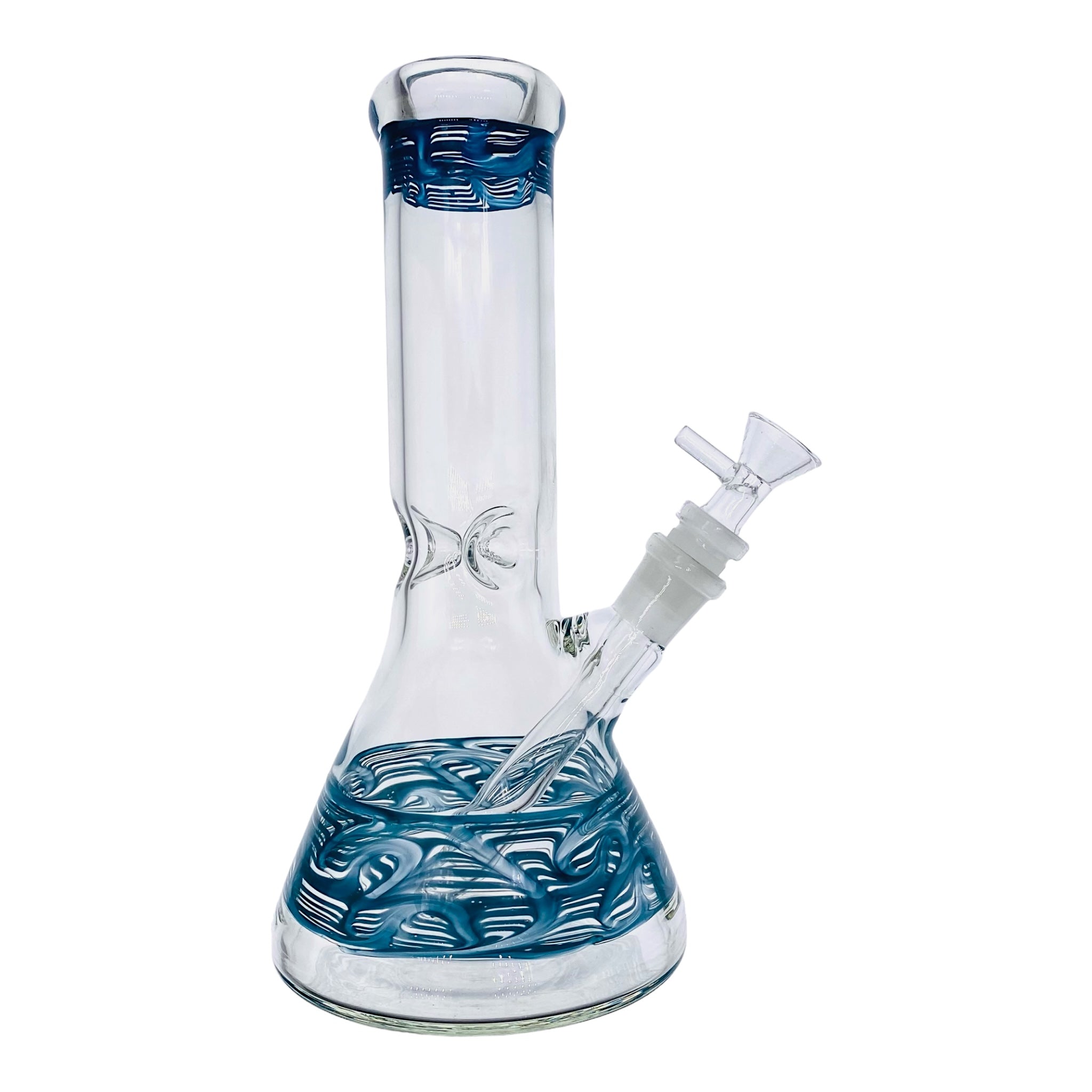 10 Inch Clear Beaker Glass Bong With Teal Wrap And Rake