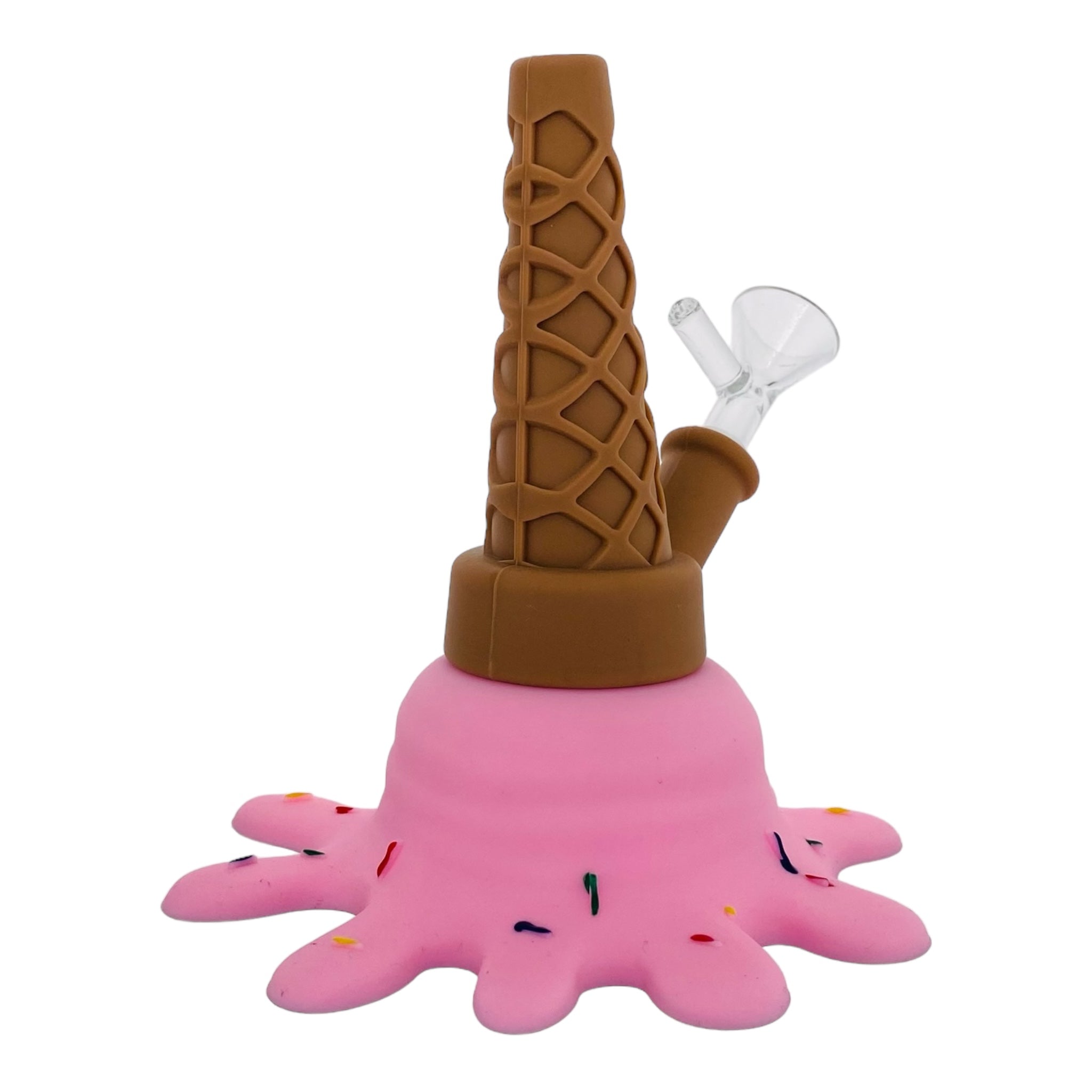 cute and girly Silicone Rubber Ice Cream Cone Bong Pink for sale