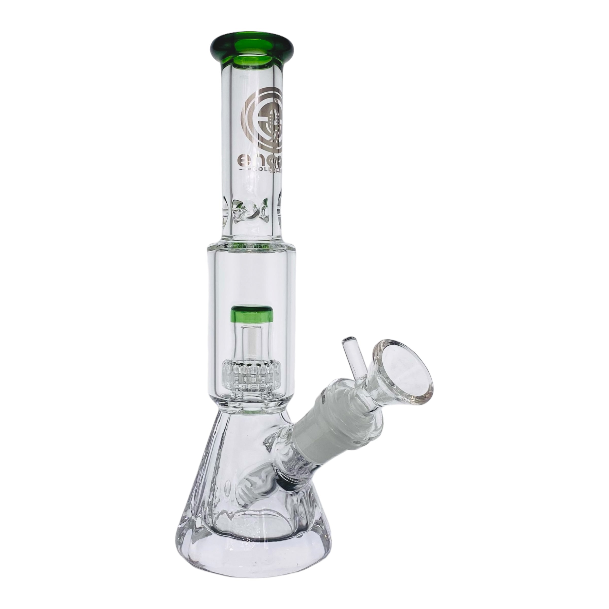 Encore Glass Small Beaker Base Bong With Perc & Extra Thick Base - Green