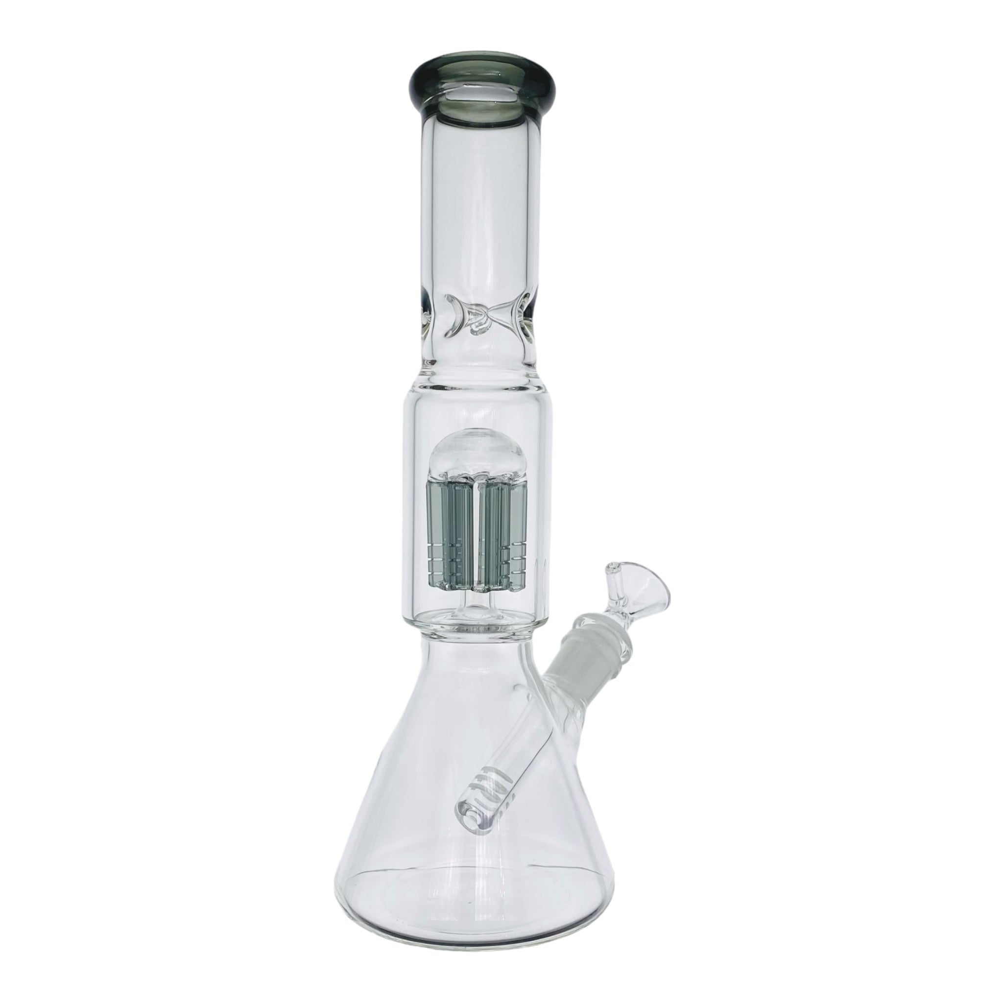 Clear Beaker Bong With Shadow Black Tree Perc And Mouthpiece