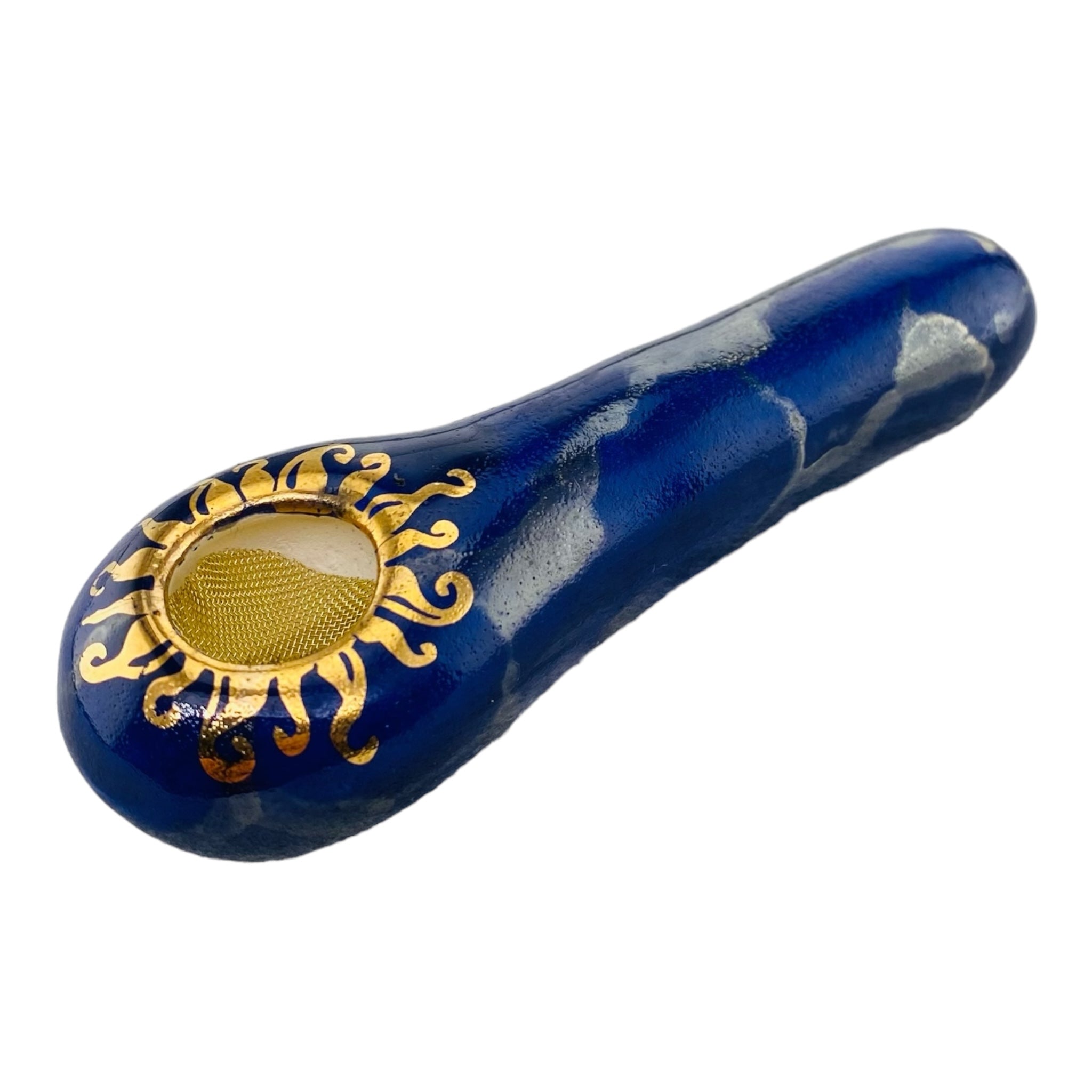 Dark Blue Ceramic Hand Pipe Basic Spoon